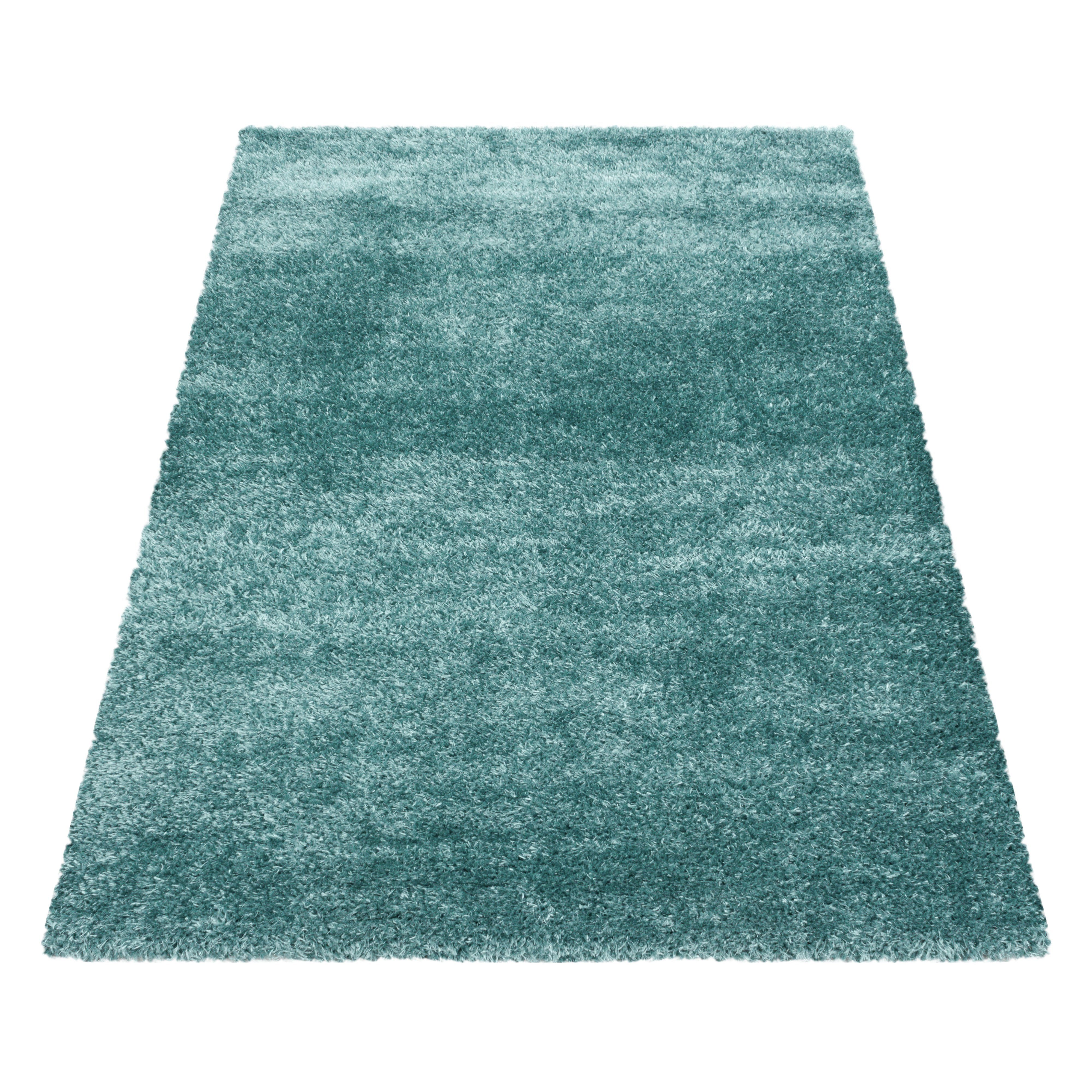 Hochflor-Teppich für Wohnzimmer und Schlafzimmer Unicolor - Einfarbig, Stilvoll Günstig, Rechteck, Höhe: 50 mm