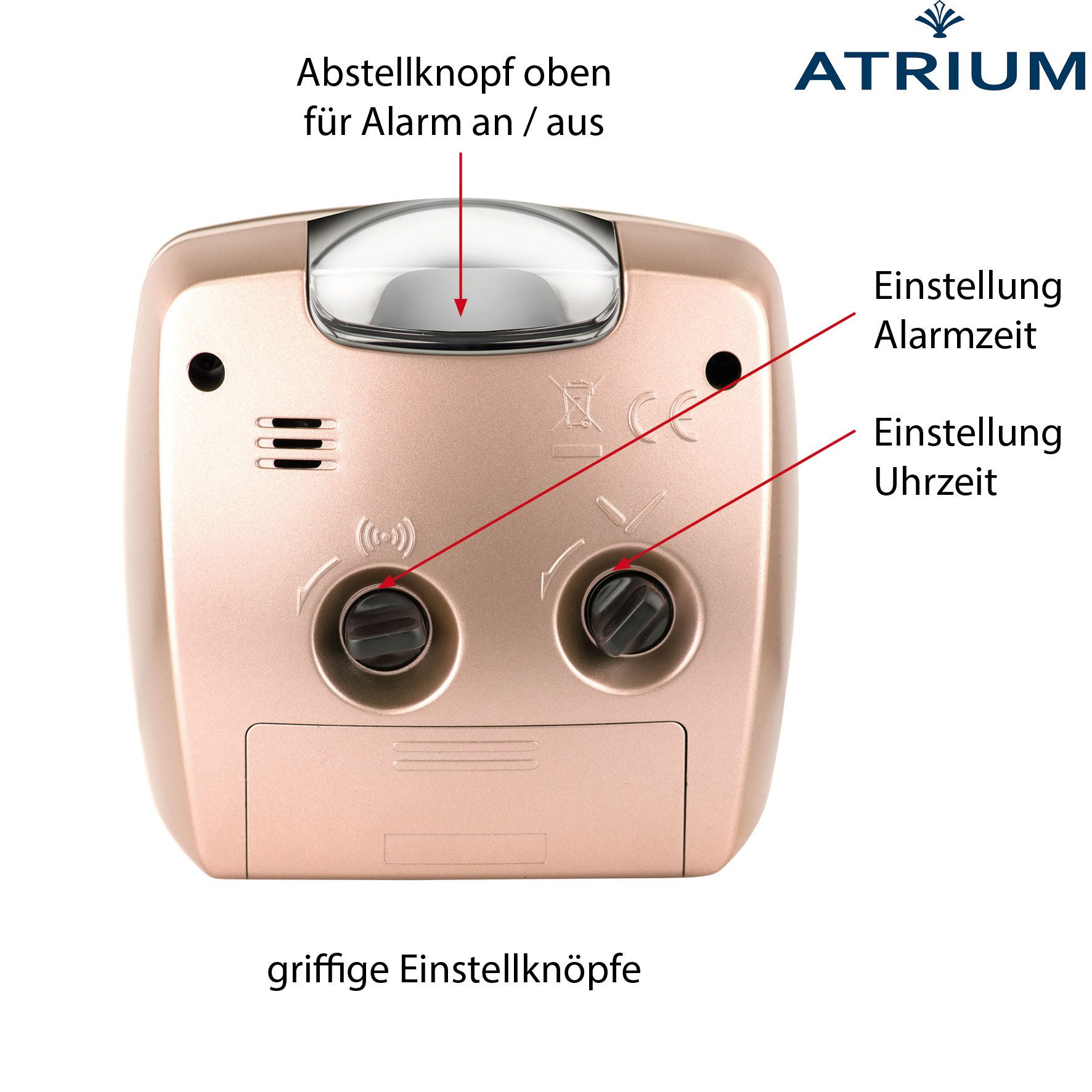 Atrium Quarzwecker A251 Analog Quarz ohne Ticken Licht Snooze Klassisch Modern – Bild 3 von 5
