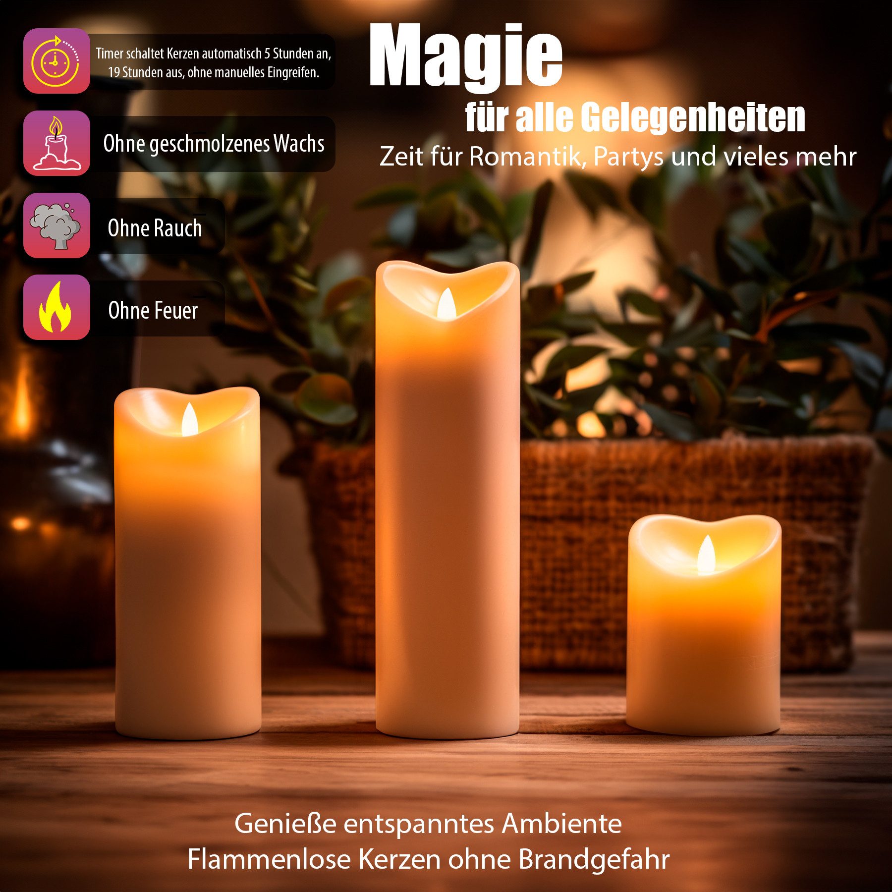 BigDean LED-Kerze 3 Stück Led Kerzen günstig online kaufen
