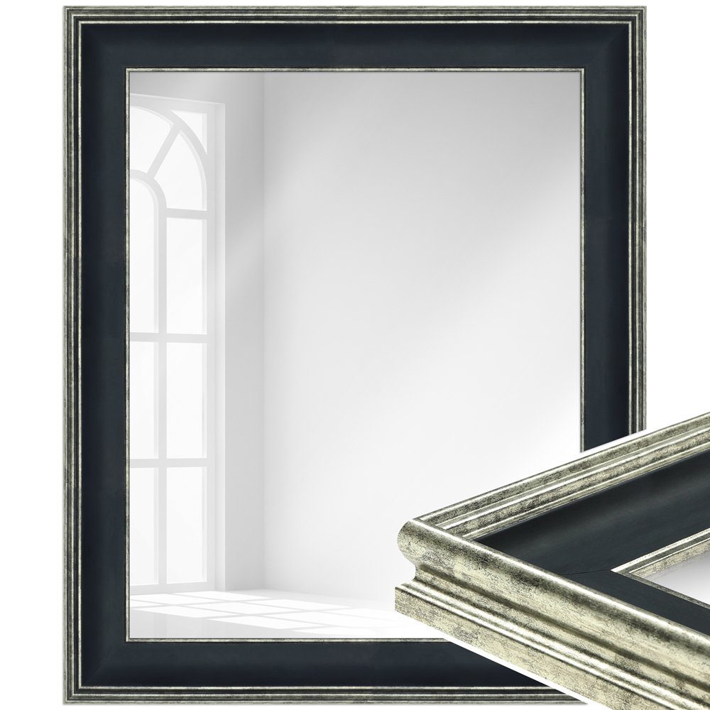 Kunststoff Klassisch WANDStyle Schwarz, Wandspiegel im aus Stil H235,