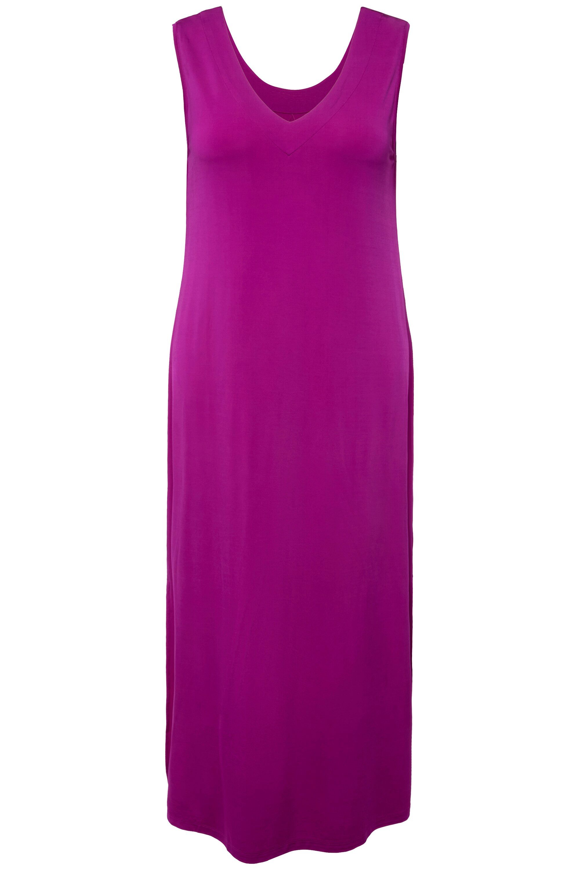 Ulla Popken Jerseykleid Slinky-Midikleid A-Linie V-Ausschnitt günstig online kaufen