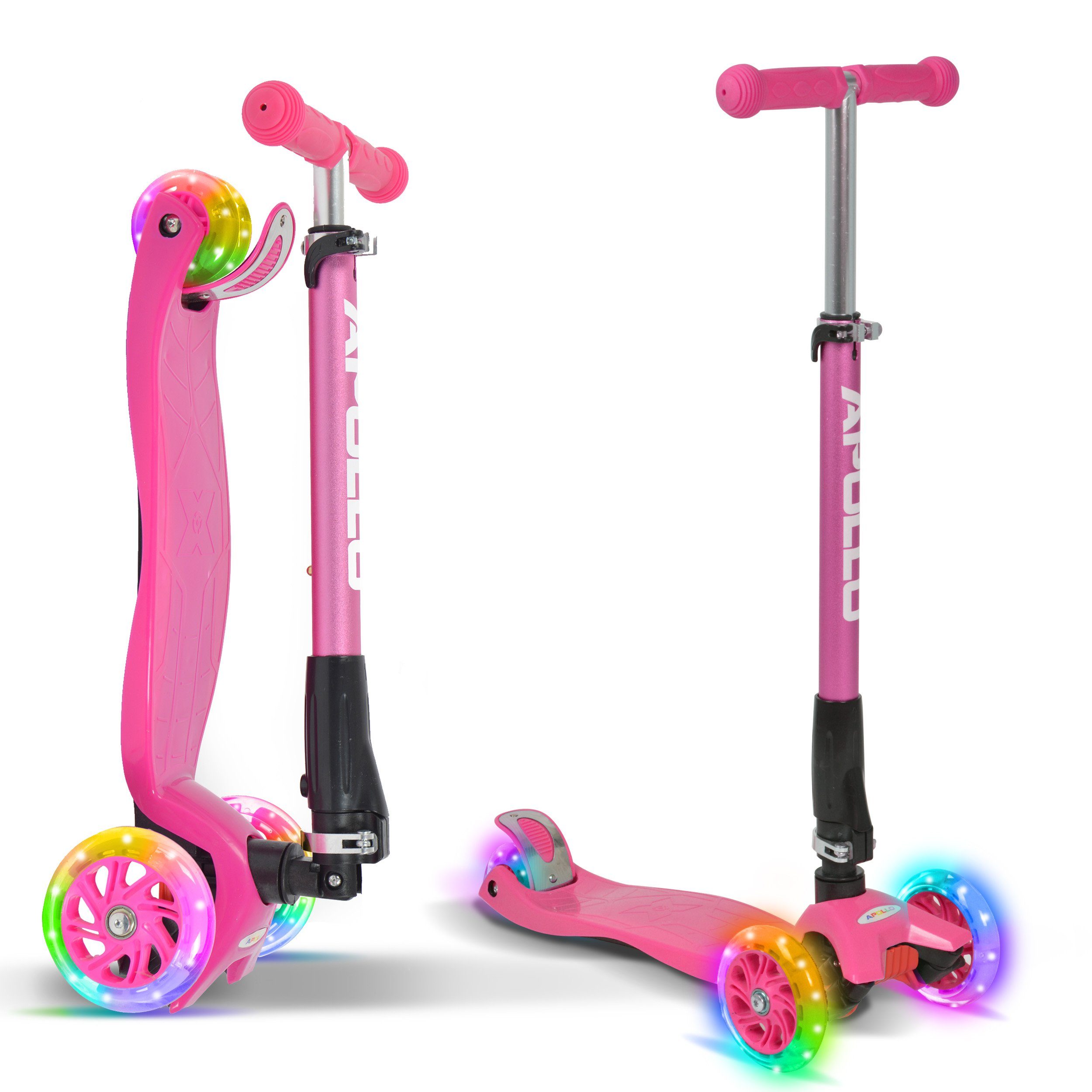 Apollo Dreiradscooter Kinderroller Kids Whiz LED 3-Rad Scooter ab 3 Jahren Tretroller, Klappbarer und höhenverstellbarer Kinder Scooter mit LED Wheels