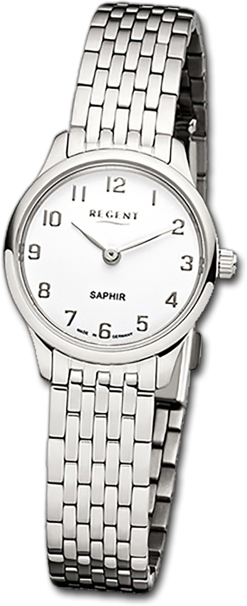 Regent Quarzuhr Regent Metall Damen Uhr GM-1457 Analog, Damenuhr Metallarmband, rundes Gehäuse, klein (ca. 25mm), weiß