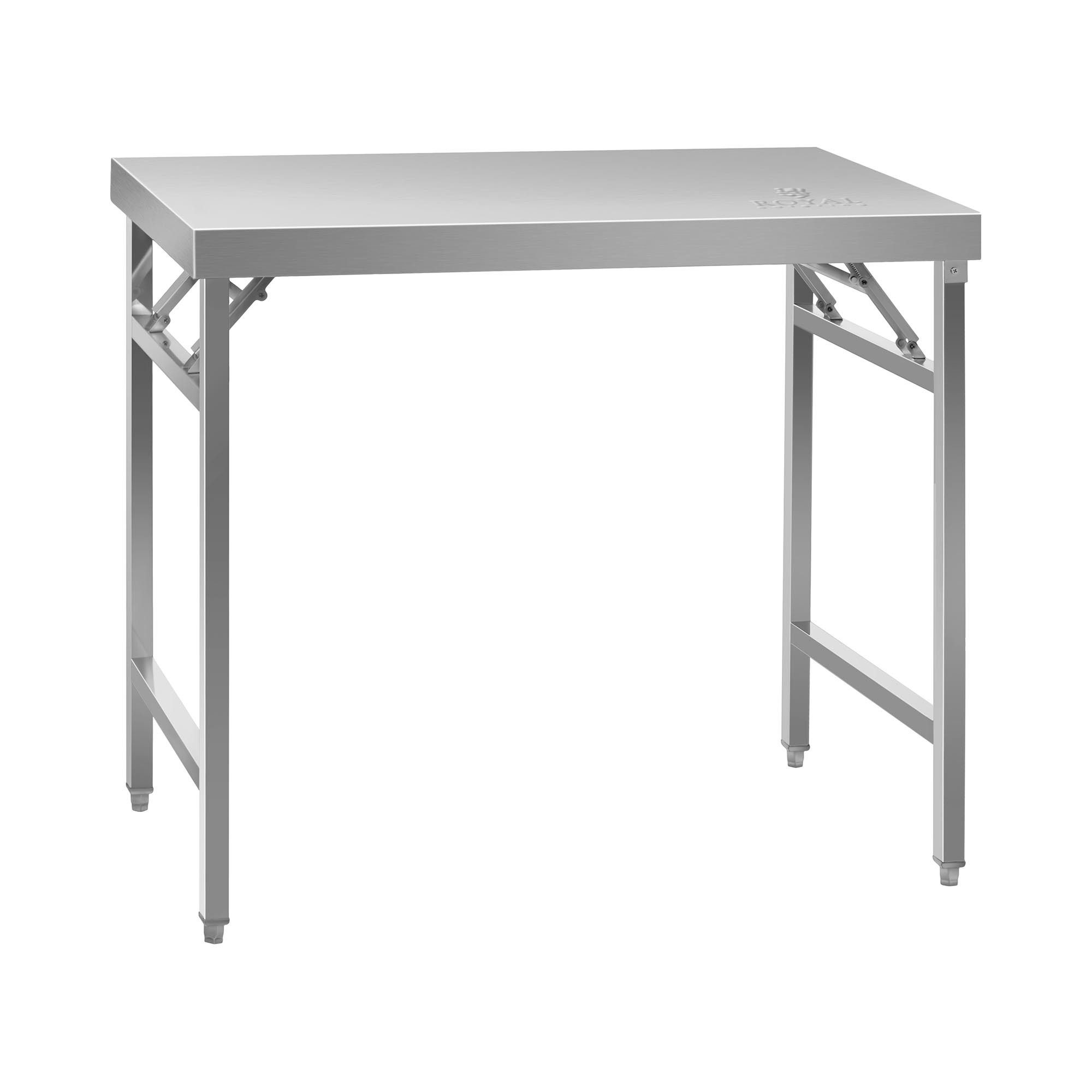 Royal Catering Arbeitstisch 60 x 100cm Edelstahltisch Klapptisch höhenverstellbar 200 kg Edelstahl, verschiedene Größen