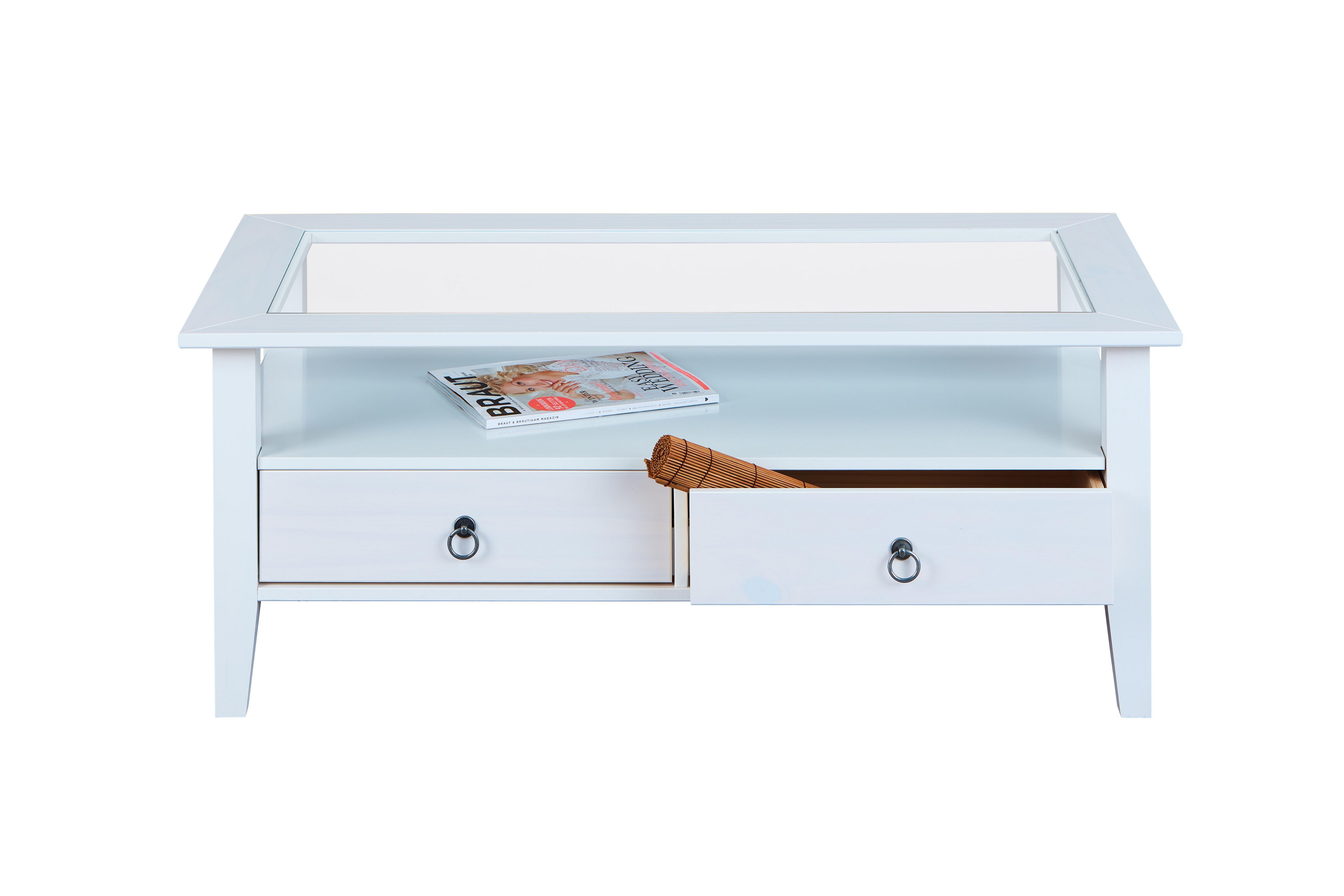 Inter Link Couchtisch PROVENCE 7, aus Massivholz, mit Sicherheitsglas, Land günstig online kaufen