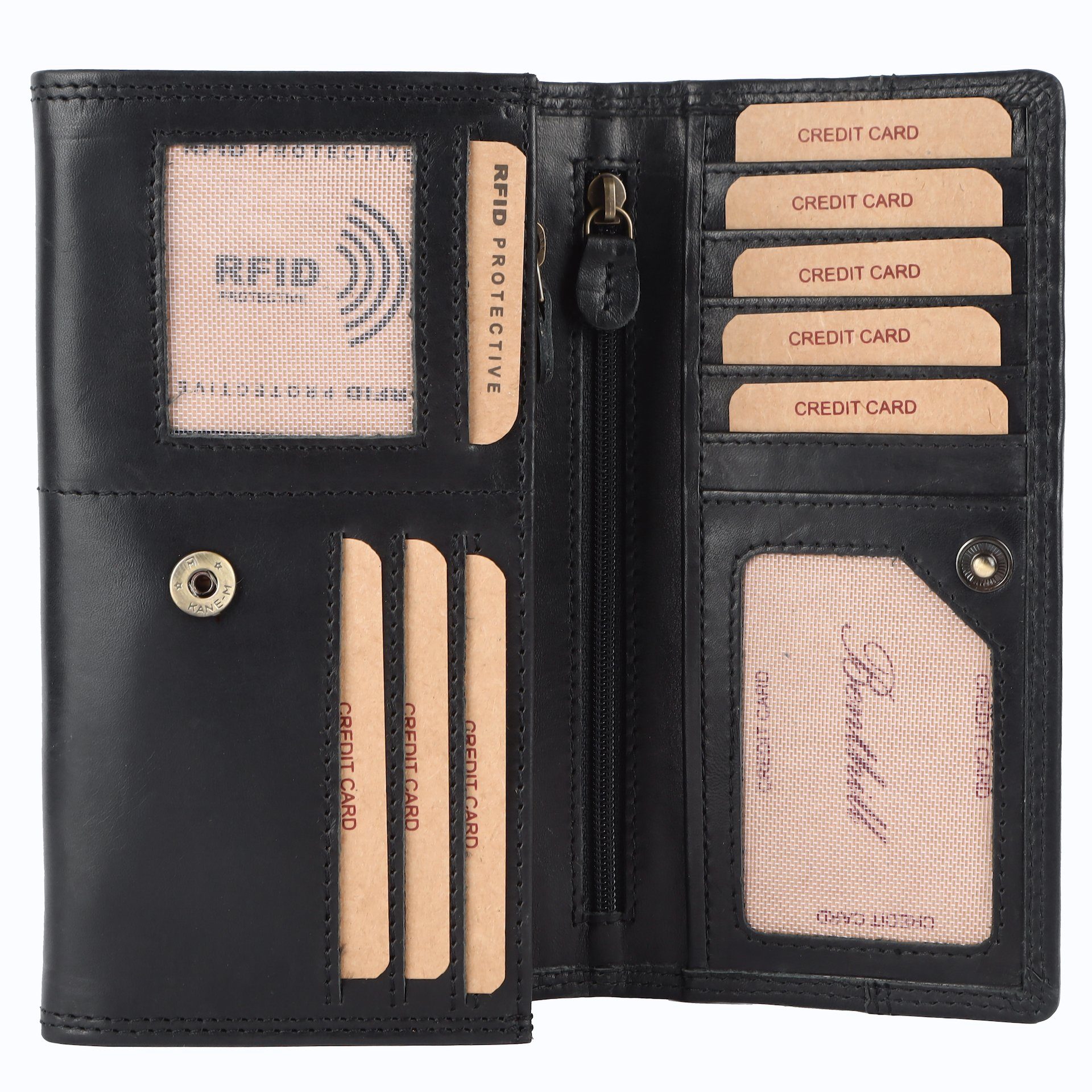 MATADOR Herren-Geldbörse Aus Echtem Leder – Mit RFID-Schutz, Fotofach Und Druckknopf, Braun