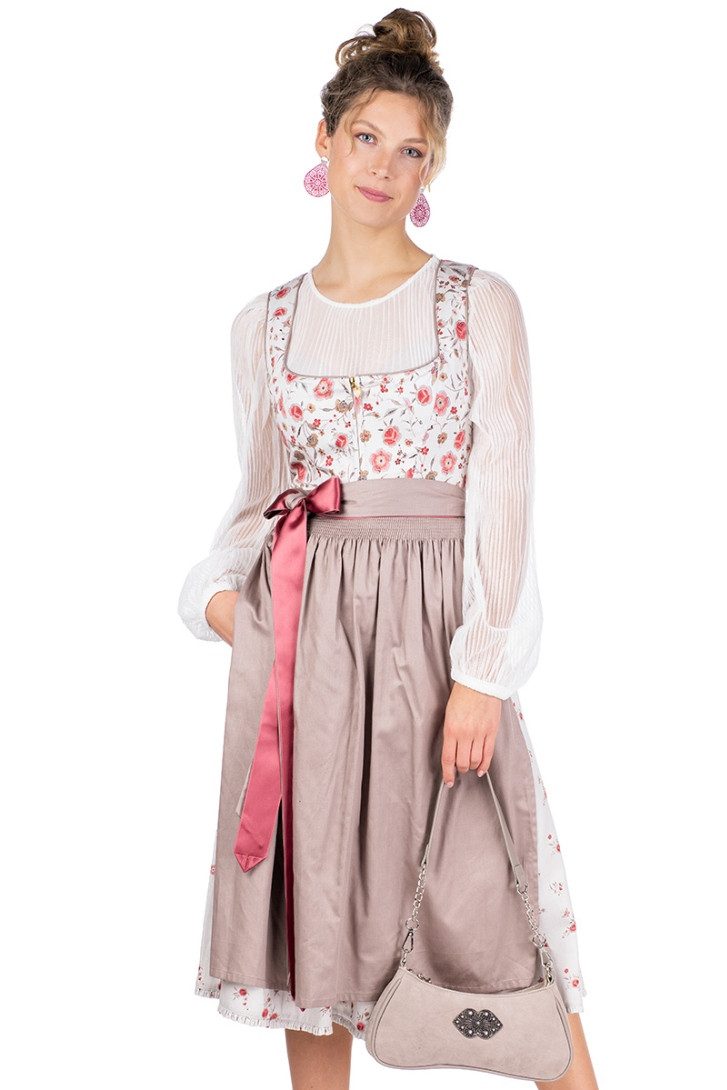 Alpenfee Tracht Dirndl Midi Dirndl 2tlg. - DUNJA - taupe