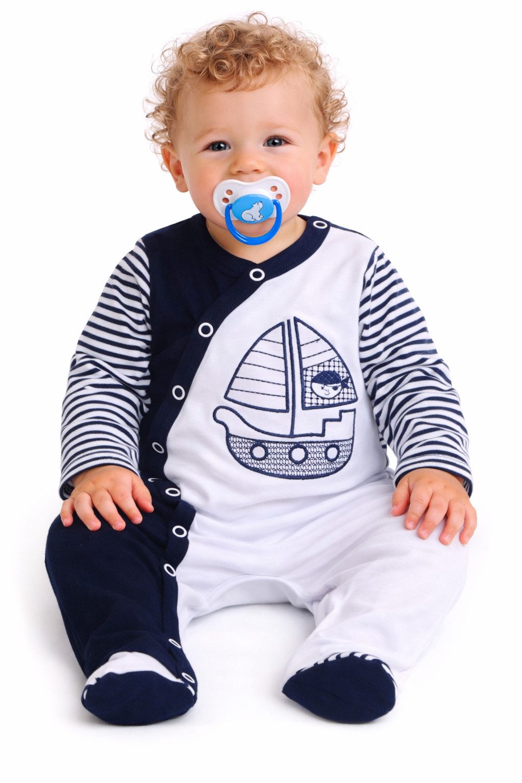 Strampler Baby Anzug Body Stramplerhose mit Segelboot für Neugeborene