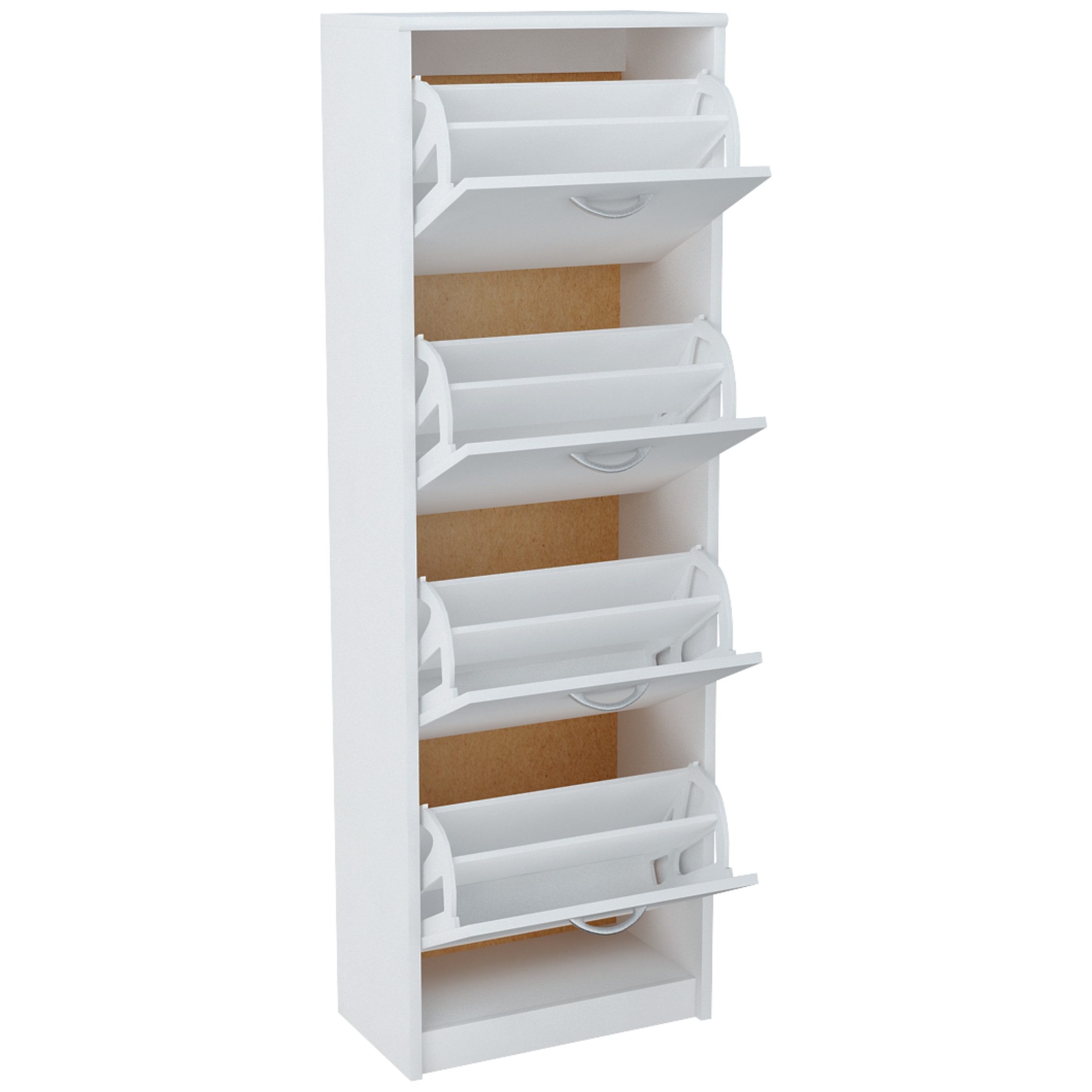Home Collective Schuhschrank mit 4 aufklappbaren Schubladen, Schuhregal mit 4 Fächern 50 cm breit (platzsparende Schuhaufbewahrung, laminierte Platte) weiche ab – Bild 4 von 5