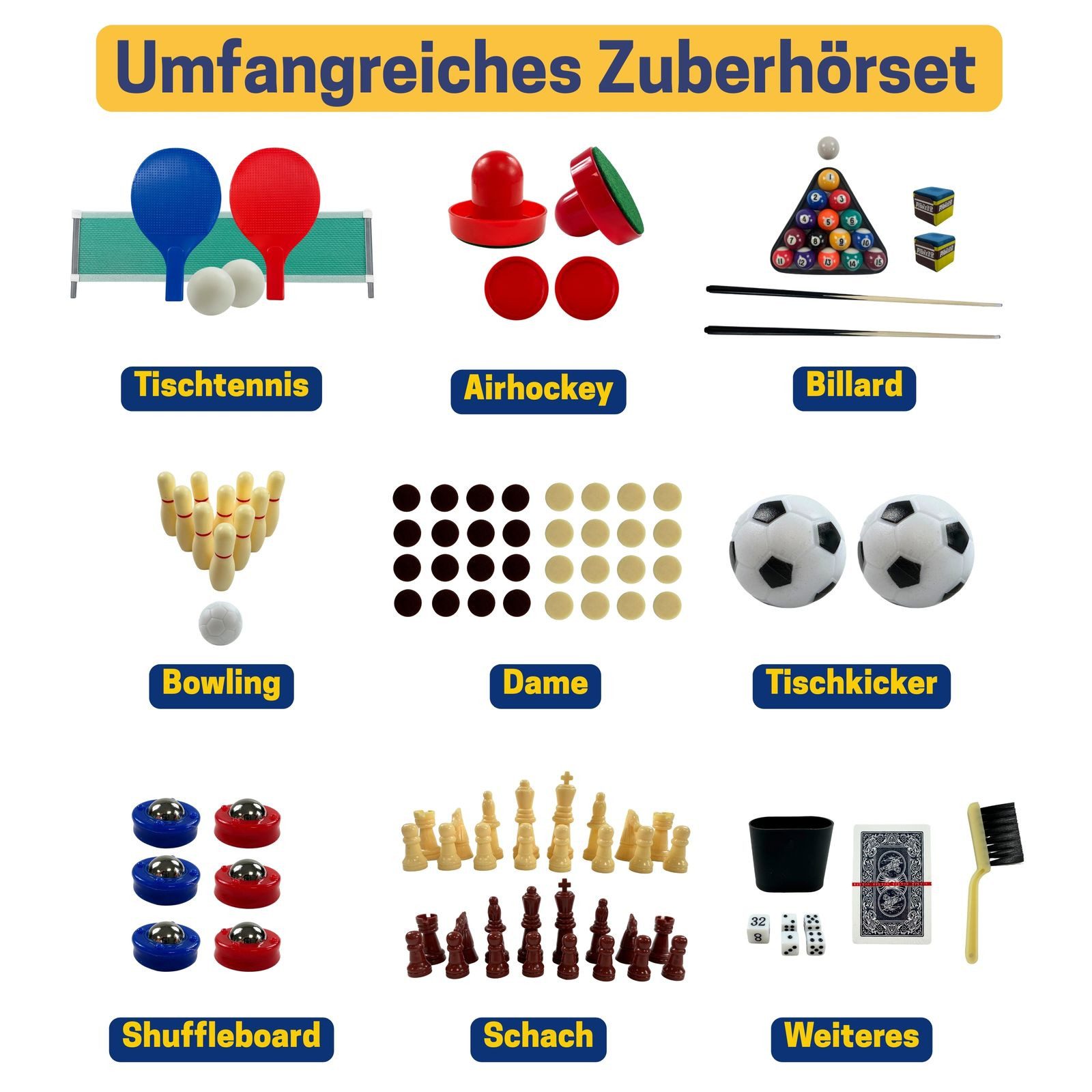 Best Sporting Multifunktionstisch Kinder 10 in 1 - Multi Kickertisch Kinder mit 10 Spielen