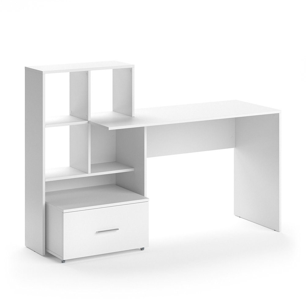 Vicco Schreibtisch Computertisch Arbeitstisch Regal Schublade Weiß LORIS Bürotisch