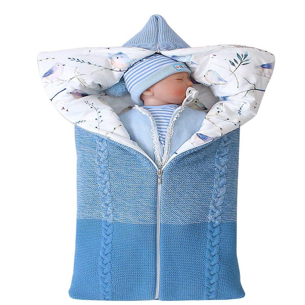 Wickeldecke GelldG Babydecke Schlafsack, blau Neugeborenen warme Kinderwagen Winter Decke,