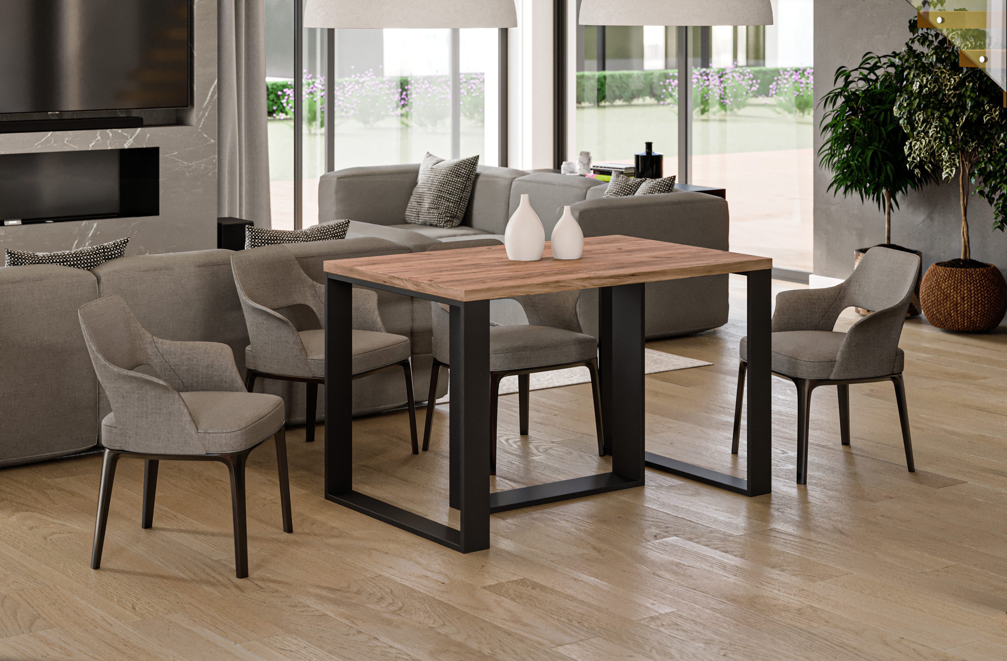 Endo-Moebel Esstisch "Borys Max" 130-330cm x 85cm ausziehbar erweiterbar Kulissentisch, Kufengestell, stabil, extra lang und groß, 40cm Erweiterungsplatten