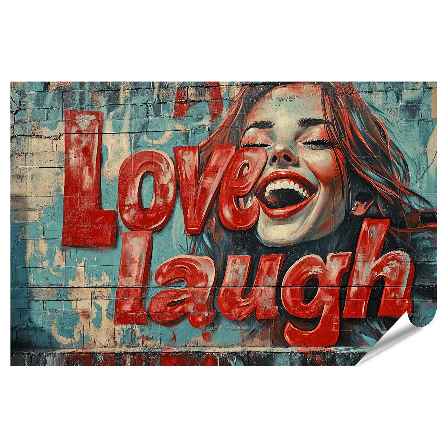 Poster Lachen und Liebe Graffiti Kunstwerk