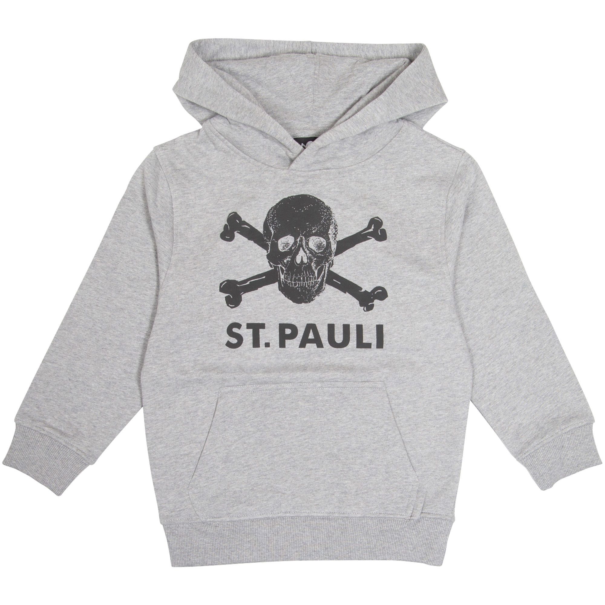 FC St. Pauli Kapuzenpullover Kinder Hoodie Totenkopf Groß (Grau) 100% Baumwolle