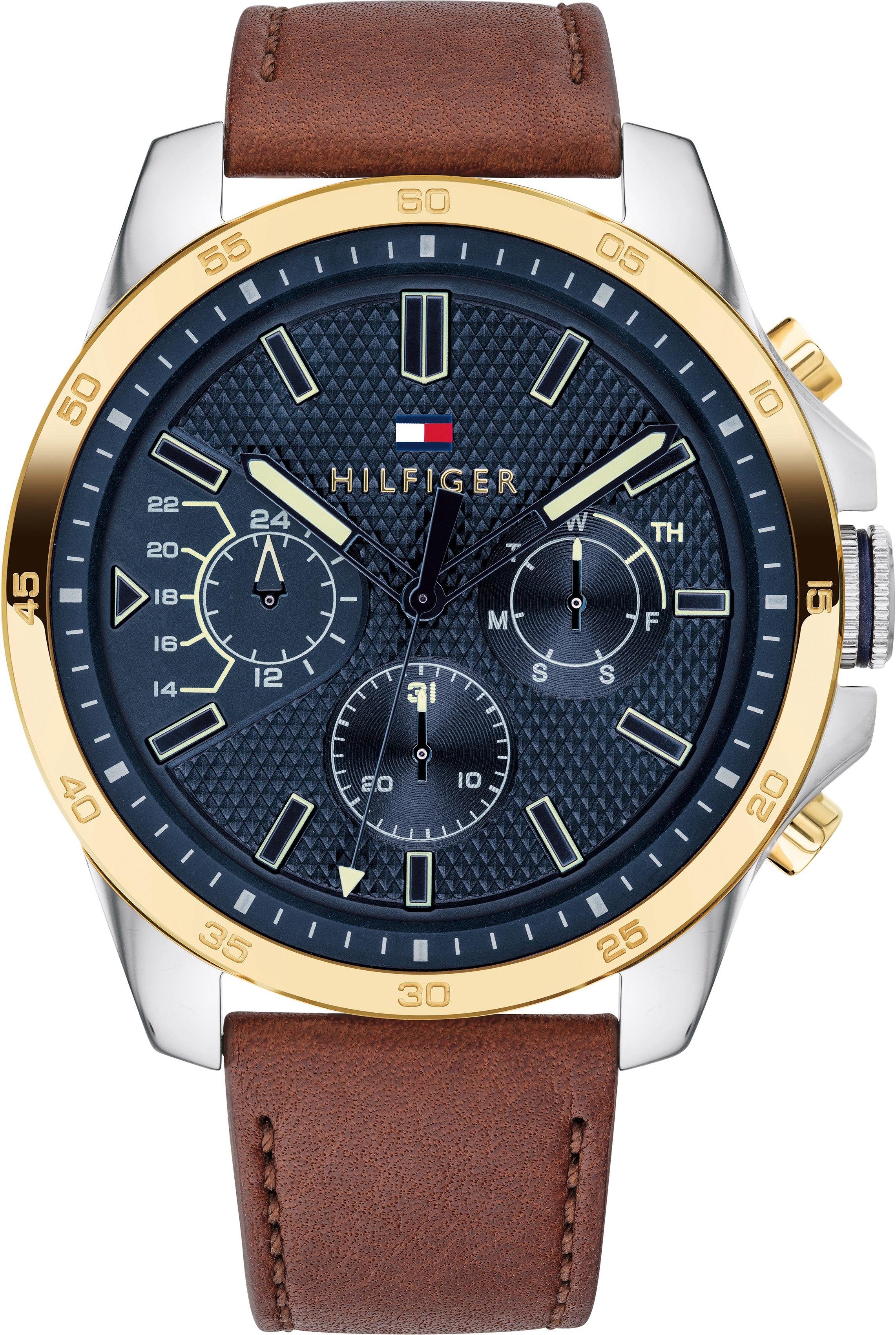 Tommy Hilfiger Multifunktionsuhr CASUAL, 1791561, Quarzuhr, Armbanduhr, Herrenuhr, Datum, 12/24-Std.-Anzeige