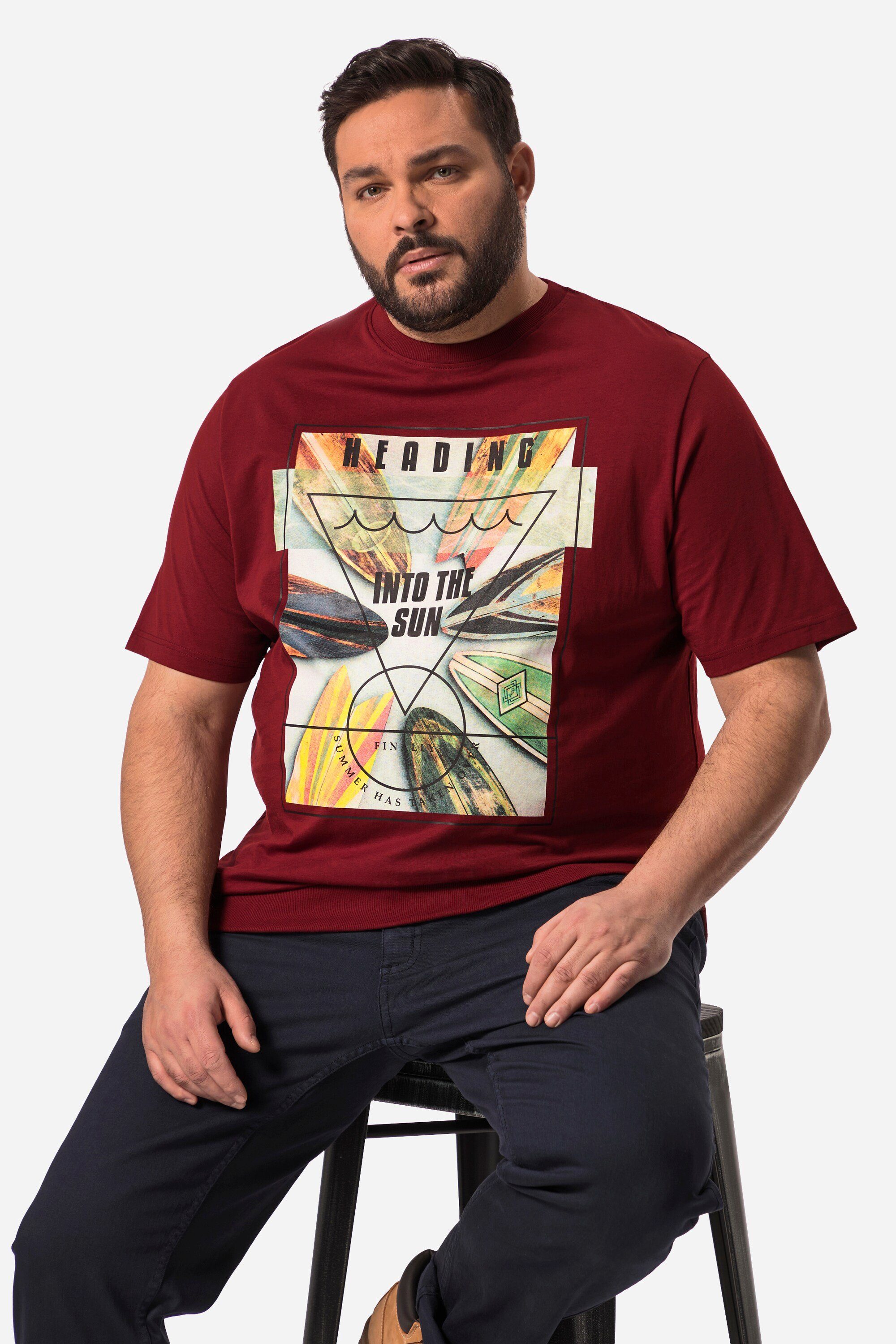 Men Plus T-Shirt Men+ T-Shirt Bauchfit Halbarm großer Print
