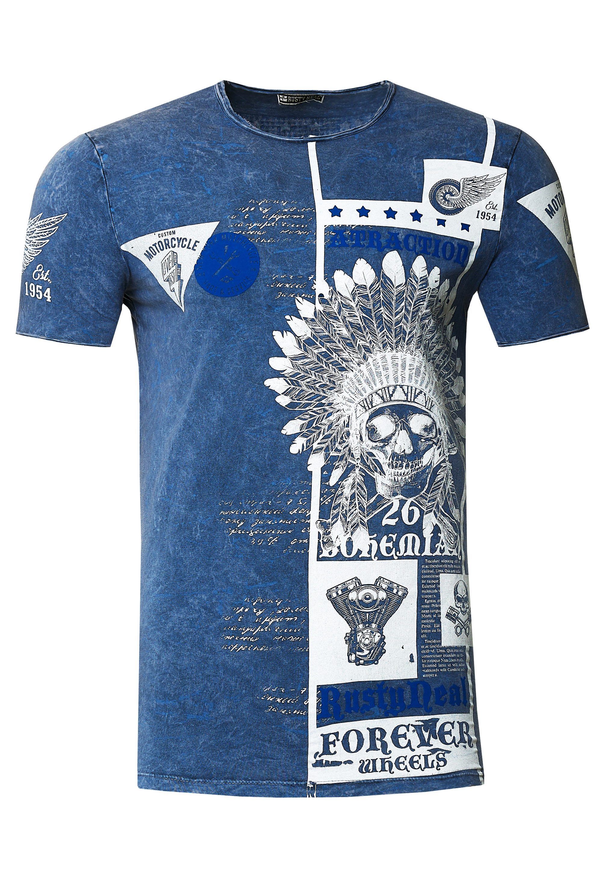 Rusty Neal T-Shirt mit coolem Skull-Print