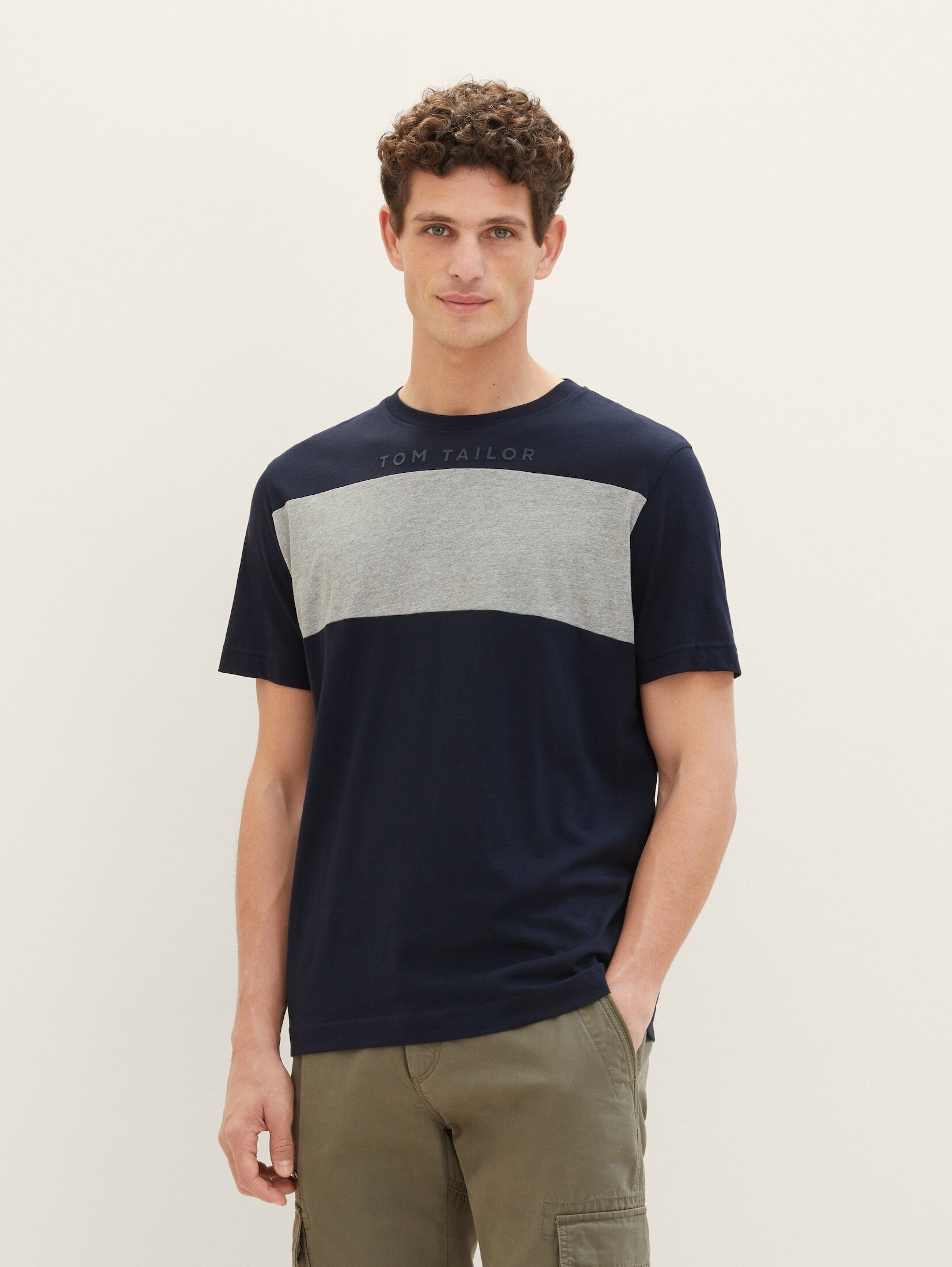 TOM TAILOR T-Shirt T-Shirt mit Colour Blocking sky captain blue