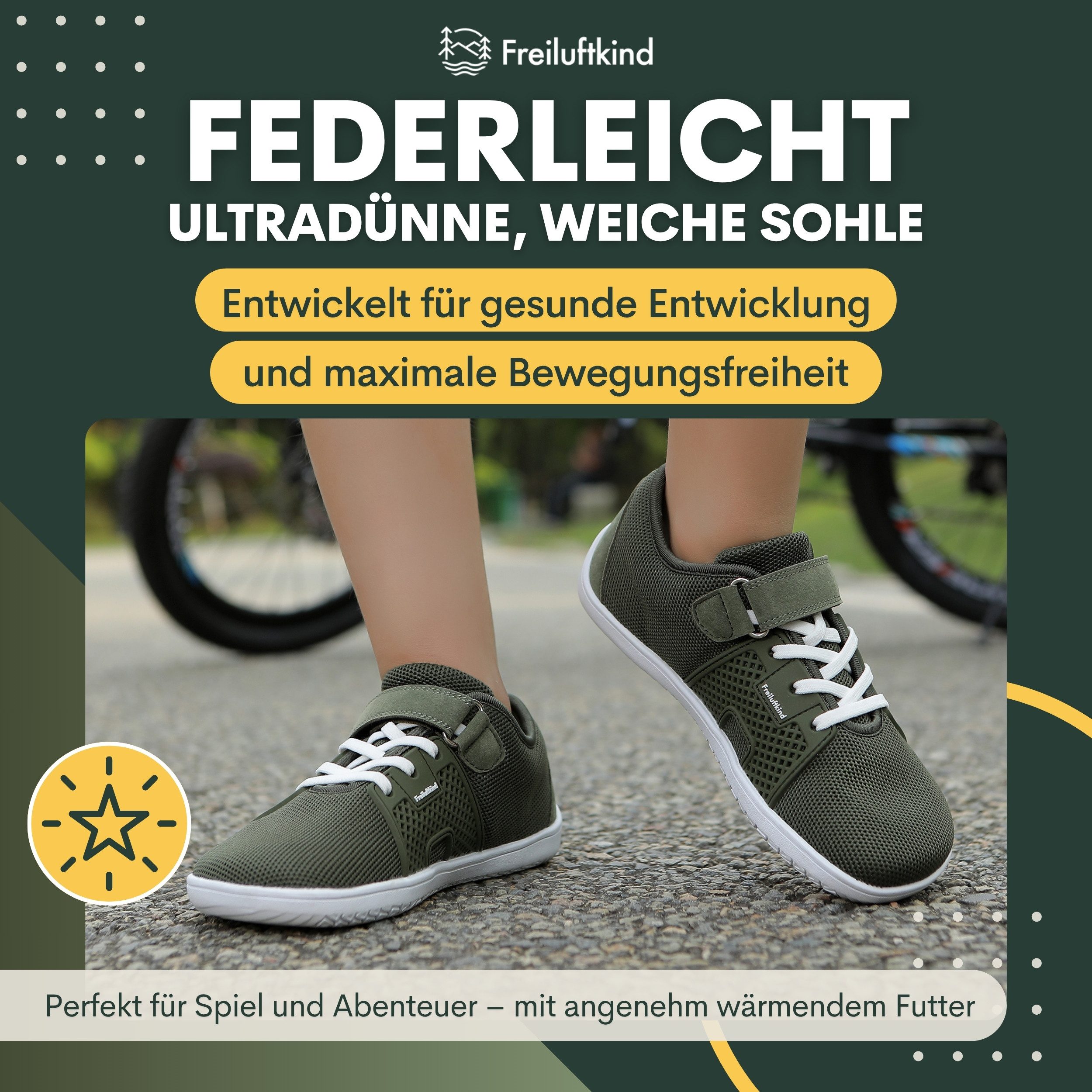 Freiluftkind Hokkaido Kids – Gesunde Sneaker Kinder-Barfußschuhe Barfußschuh