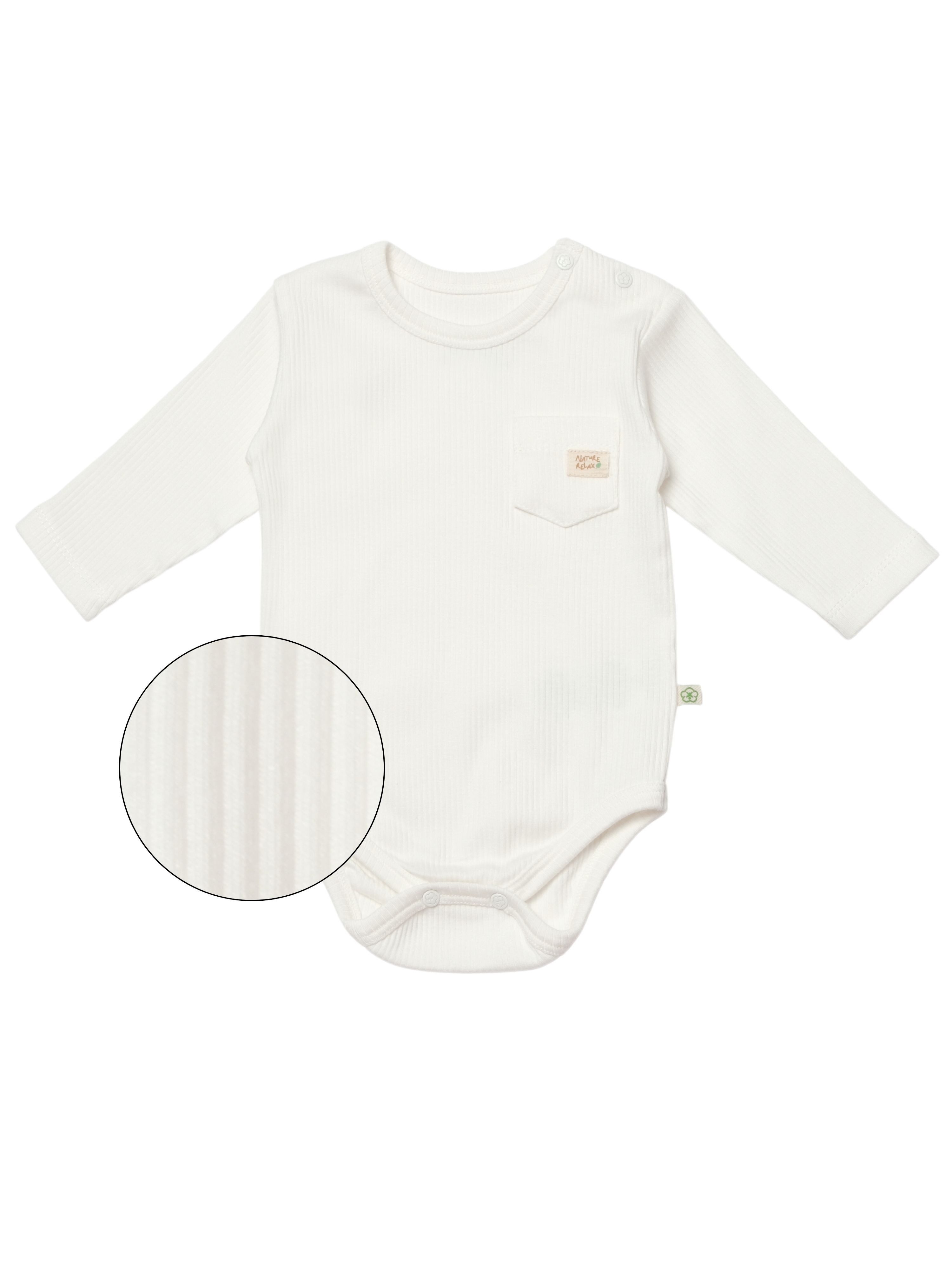 biorganic Langarmbody Baby Nature Relax Modal für Jungen und Mädchen Unisex Langarm (1-tlg) gerippte Textilstruktur (Ripp), Modal und Bio-Baumwolle, Größe 56 - 86