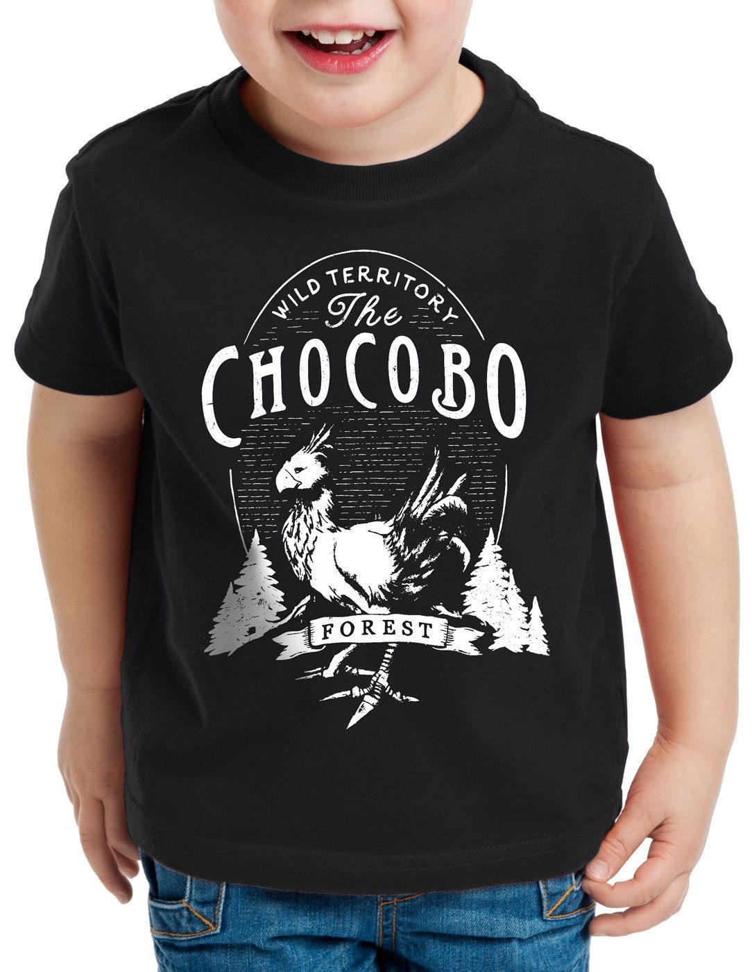 style3 Print-Shirt Kinder T-Shirt Wild Chocobo final VII Rollenspiel schwarz