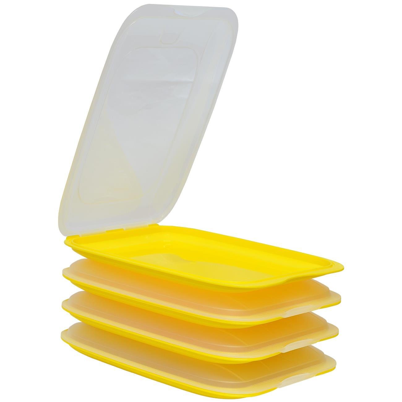 Engelland Frischhaltedose Aufschnittdosen, Aufschnittbox, PP-Kunststoff, BPA-frei, (Vorteils-Set, 4-tlg., mit transparentem Deckel), stapelbar, platzsparend, Ordnung im Kühlschrank, Organizer, Stapelbox