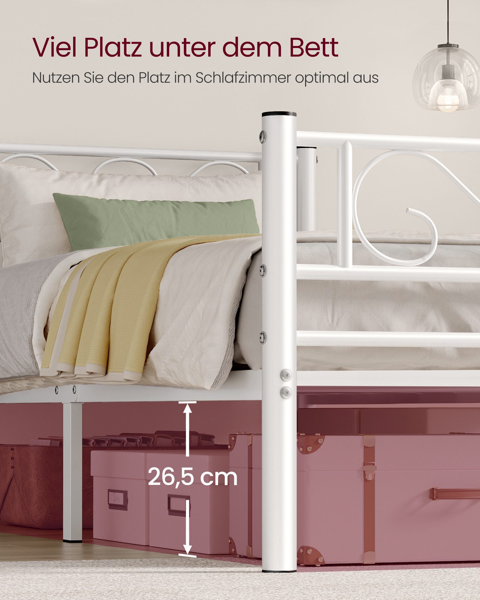 VASAGLE Bettgestell Bett Gästebett (2-tlg., 2er Set, 90 x 200 cm) – Bild 5 von 5
