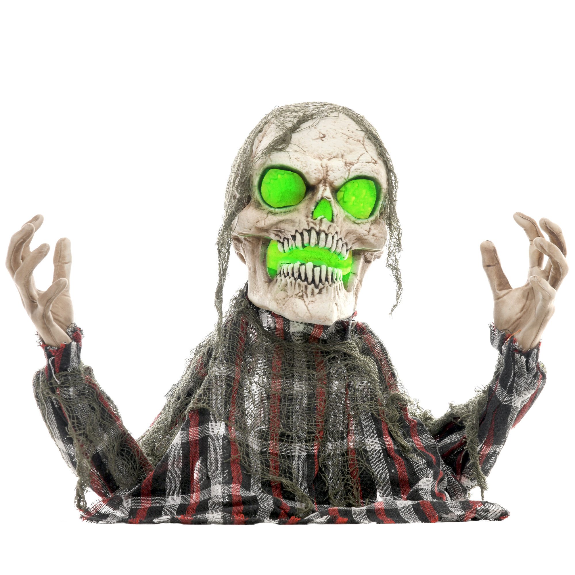 HOMCOM Dekofigur 70cm Halloween Dekoration mit LED-Lichter, Soundfunktion (Skelett Halbkörper Figur, 1 St., Halloween Horror Ornamente), für Halloween Party – Bild 2 von 5