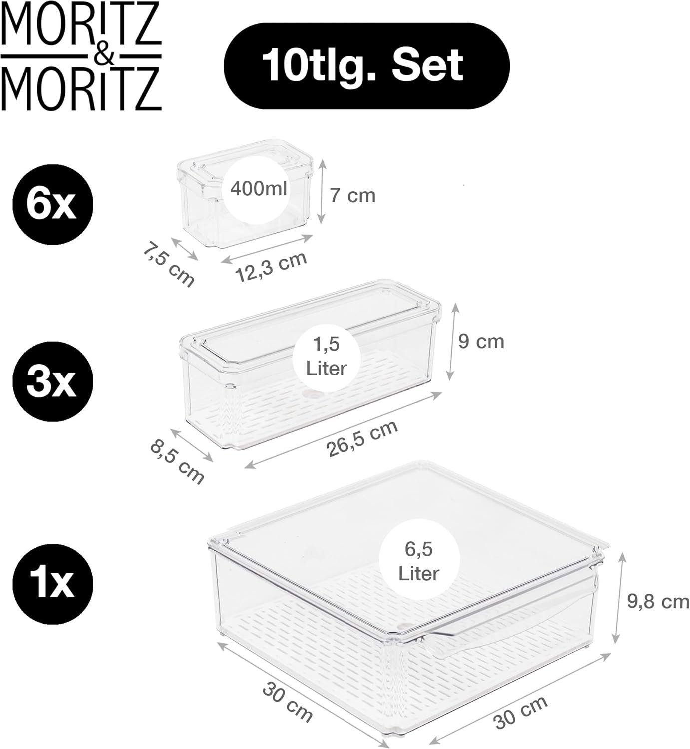 Moritz & Moritz Aufbewahrungsbox 10er Pack Kühlschrank Organizer Set mit De günstig online kaufen