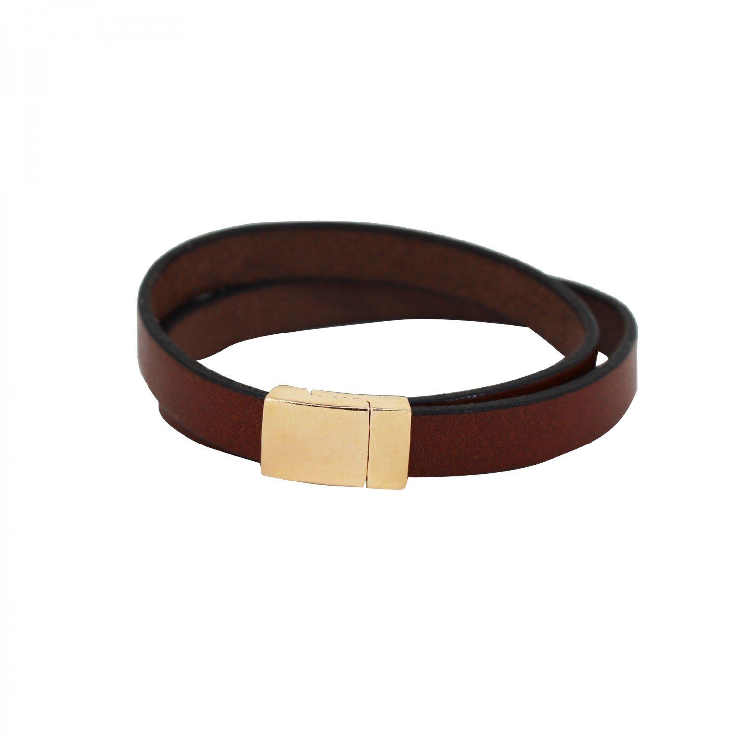 Armband Lederarmband hellbraun, Magnetverschluss rosé