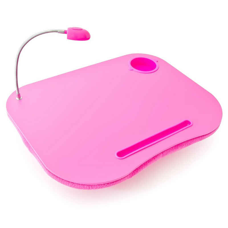 relaxdays Laptop Tablett Laptopkissen mit Licht pink, Faserplatte
