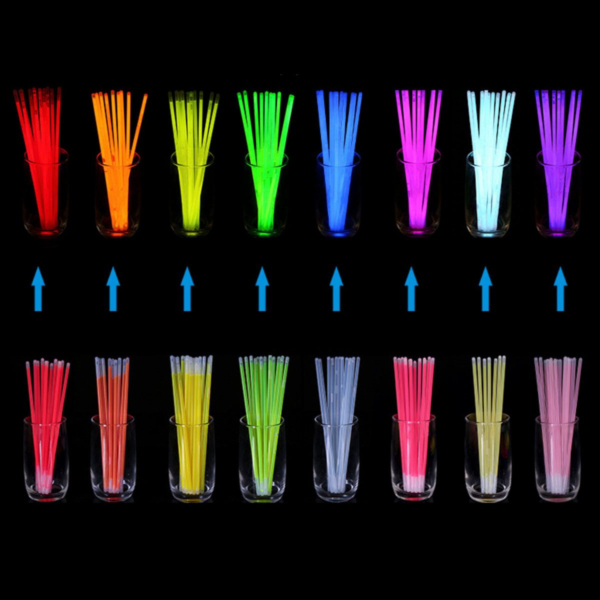 mixed24 Knicklicht Knicklichter Set Leuchtstäbe inkl. Verbinder zum Armreifen in 8 Farben, Bis zu 7h Leuchtdauer