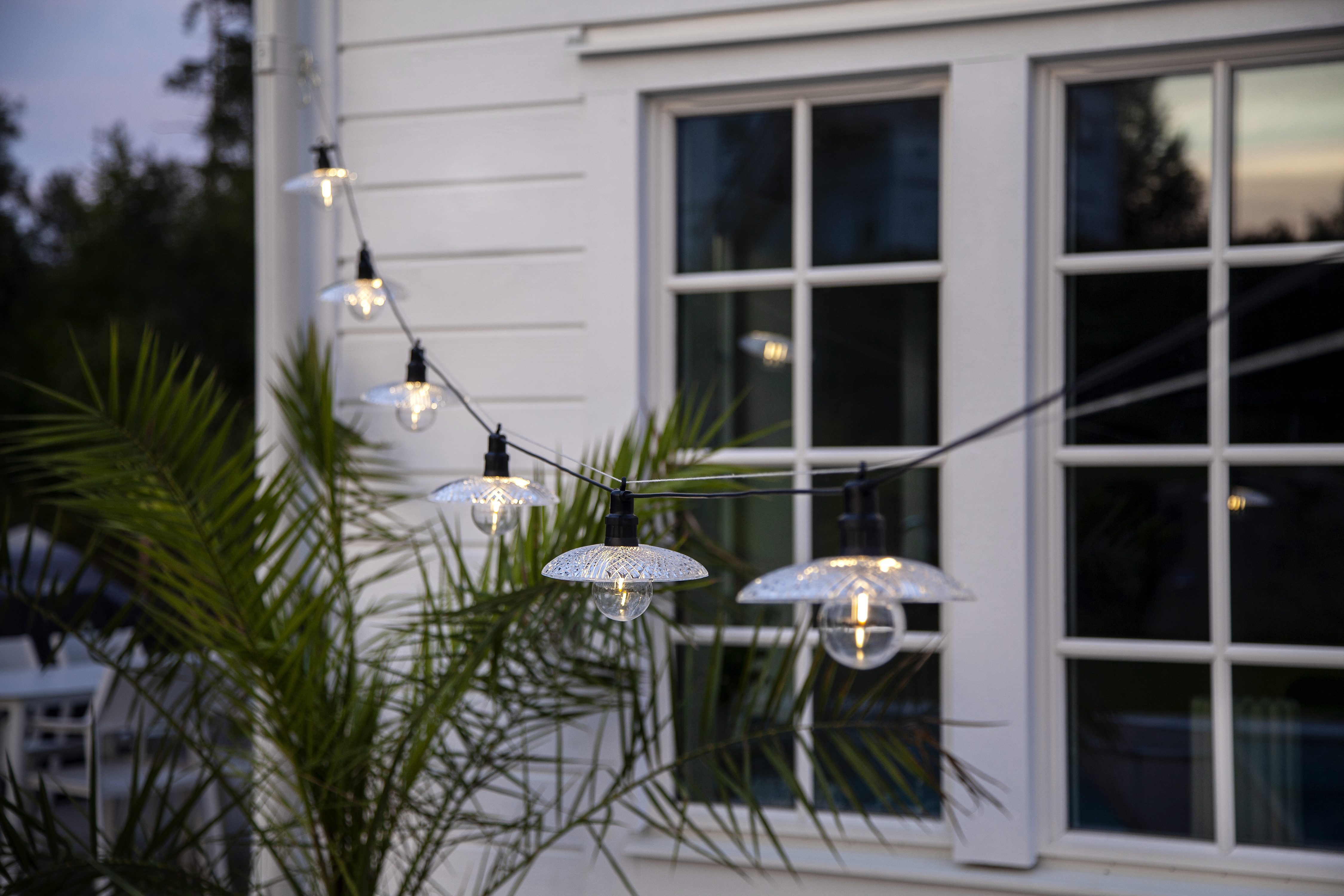STAR TRADING LED-Lichterkette Glassy Light, 6-flammig, ca. 15,5x14 cm, ca. 3,5m lang, 3m Zuleitung, Trafo, outdoor
