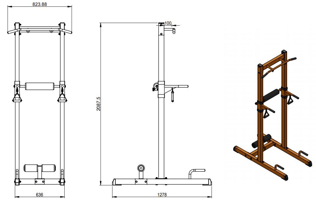 Sporttrend 24 Kraftstation Power Tower bis 200KG belastbar, Bauchtrainingsschlaufen