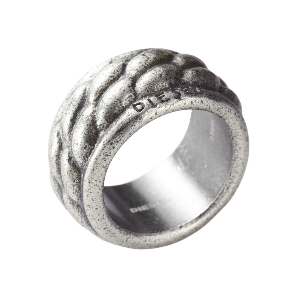 Diesel Fingerring DX0634040510, aus Edelstahl, Silber, Vintage, Größe: 59 (18,8mm)