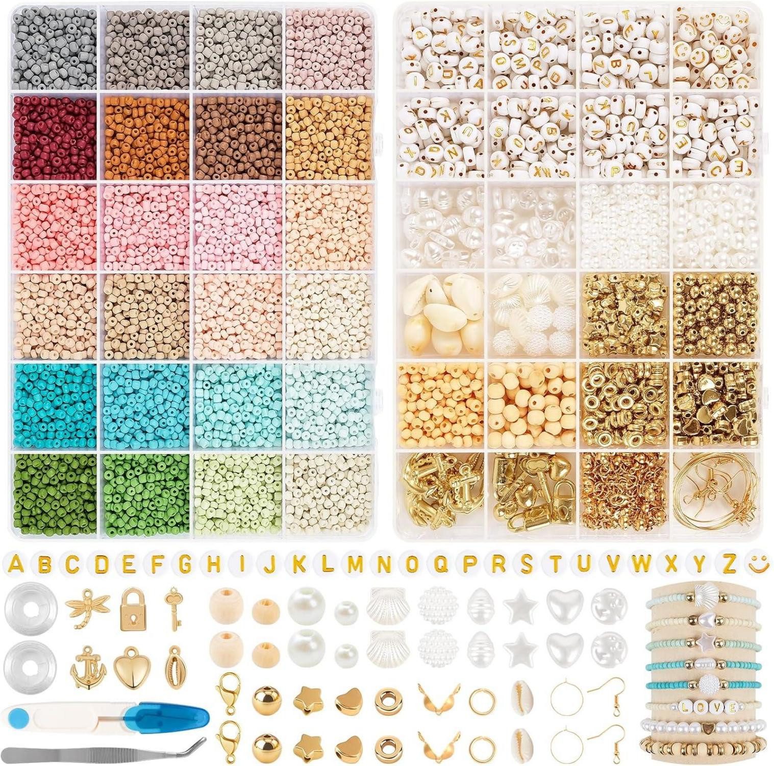 Ketten und Armband Set RUBY 3mm Perlen Armbänder Bunte Glasperlen Auffädeln DIY Kit