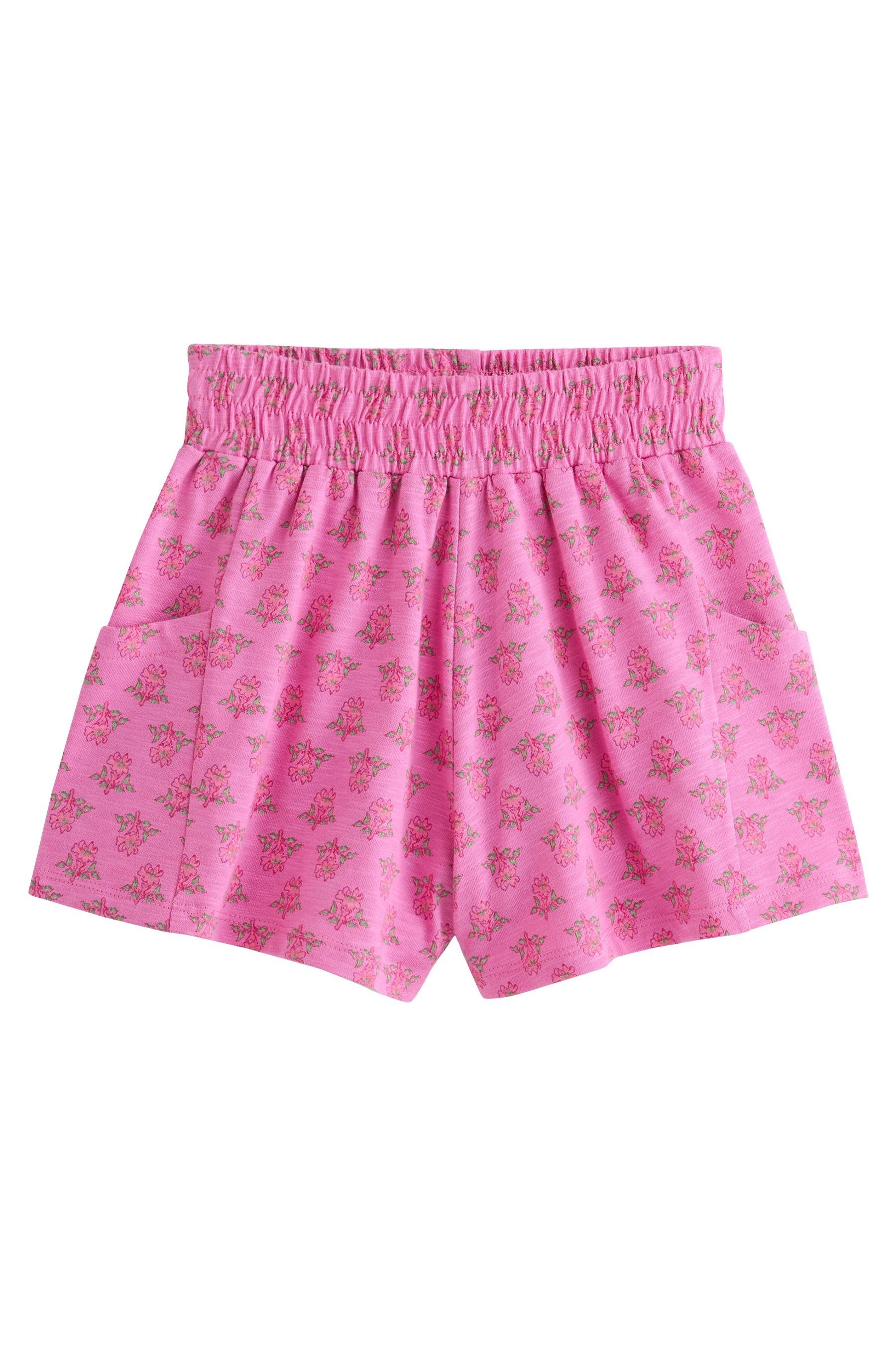 Floral Sweatshorts Jerseyshorts, genoppte Pink/Teal Next Woodblock Blue/Orange (3-tlg) Weiche, 3er-Pack