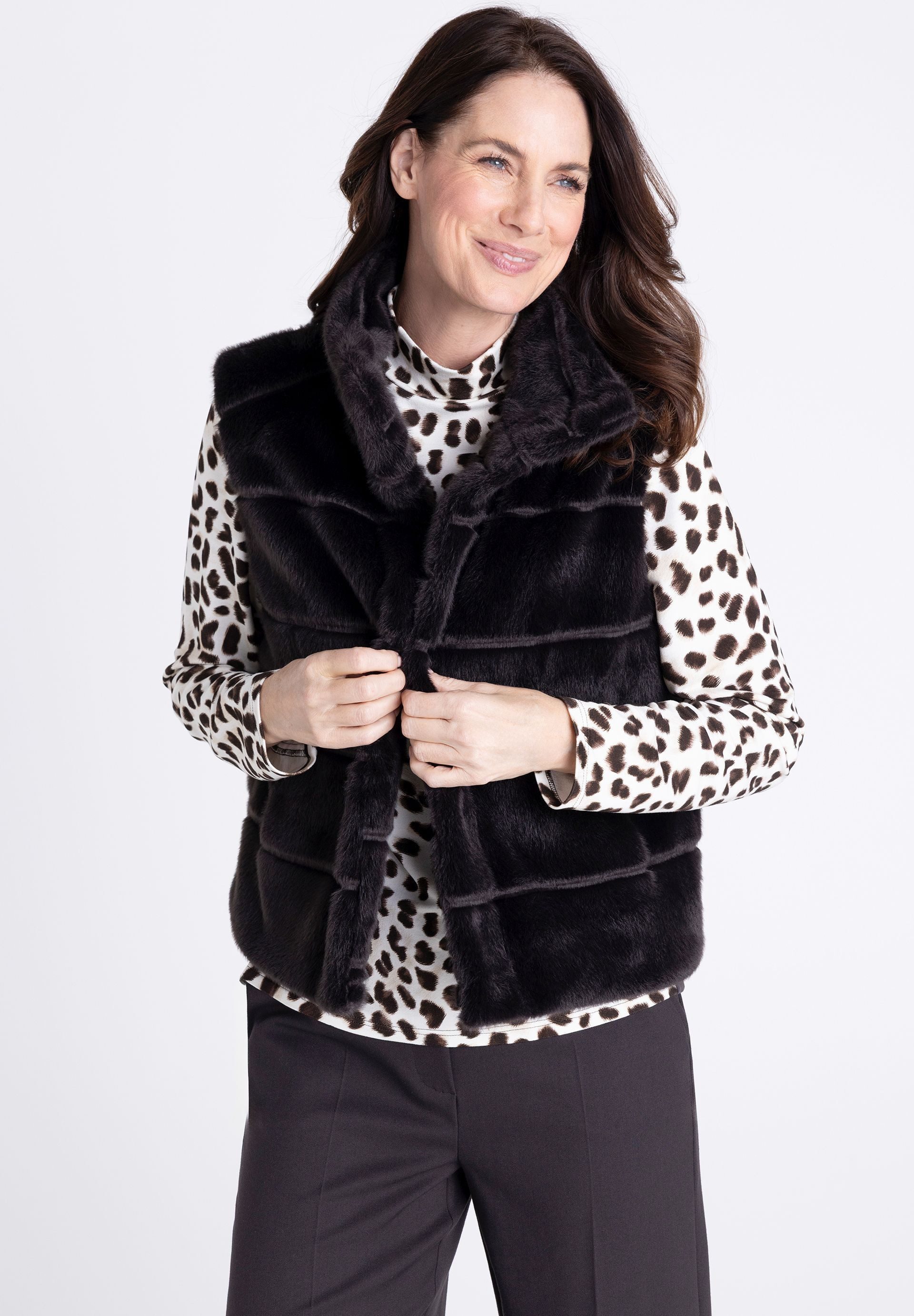 FRANK WALDER Fellimitatweste mit Fake-Fur