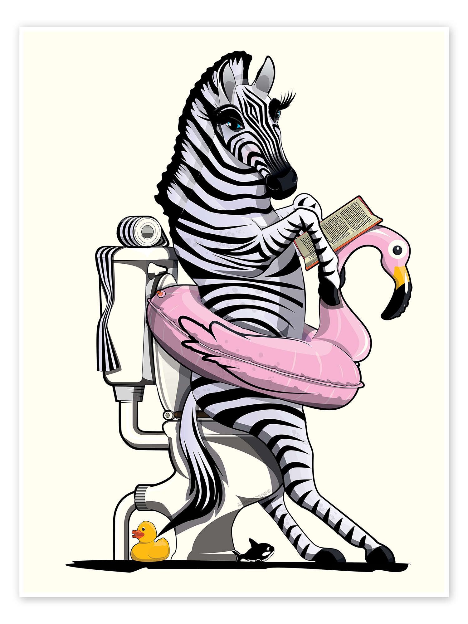 Wandbild Zebra auf der Toilette