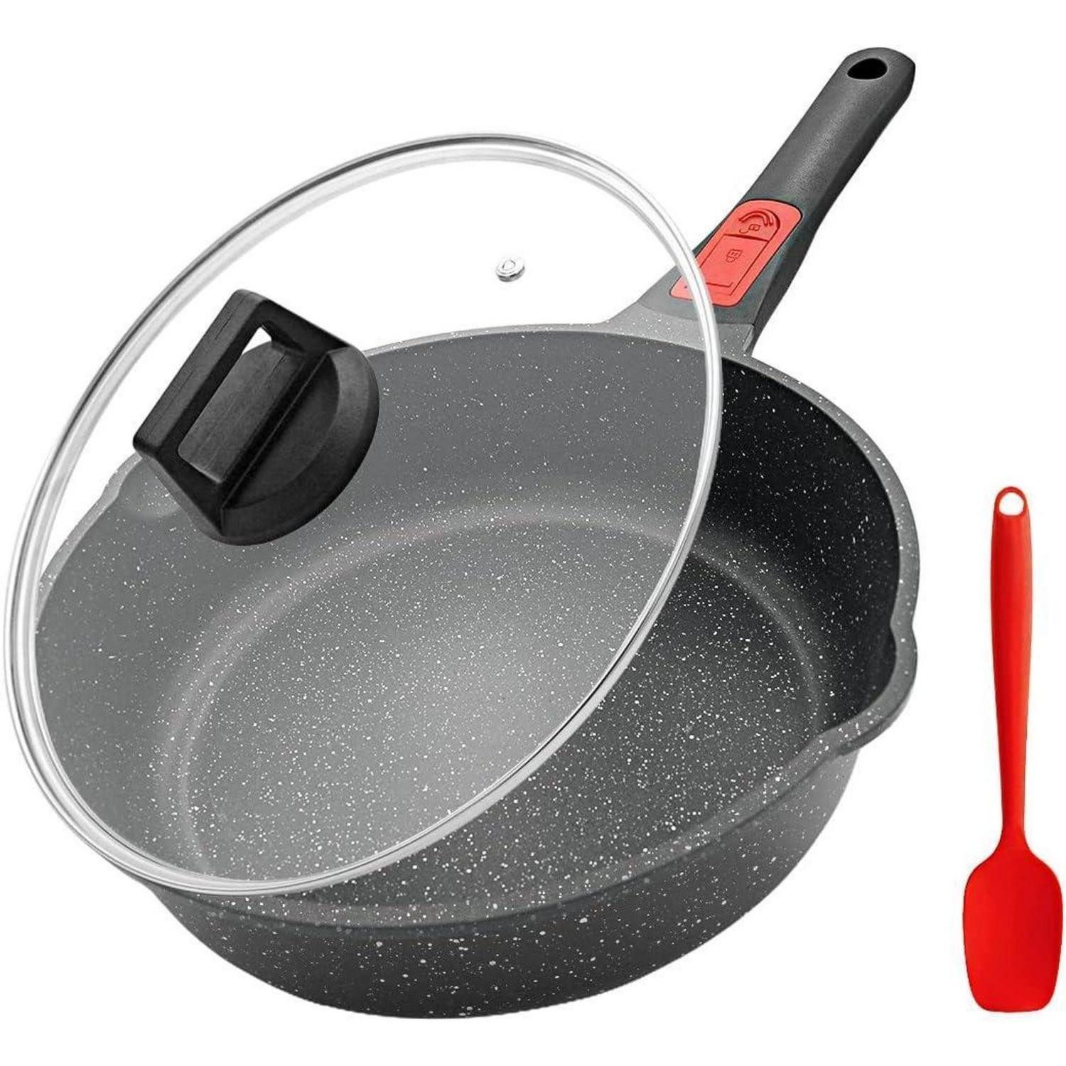 LuxusKollektion Bratpfanne Antihaft Pfanne 24 cm mit Deckel und Silikon