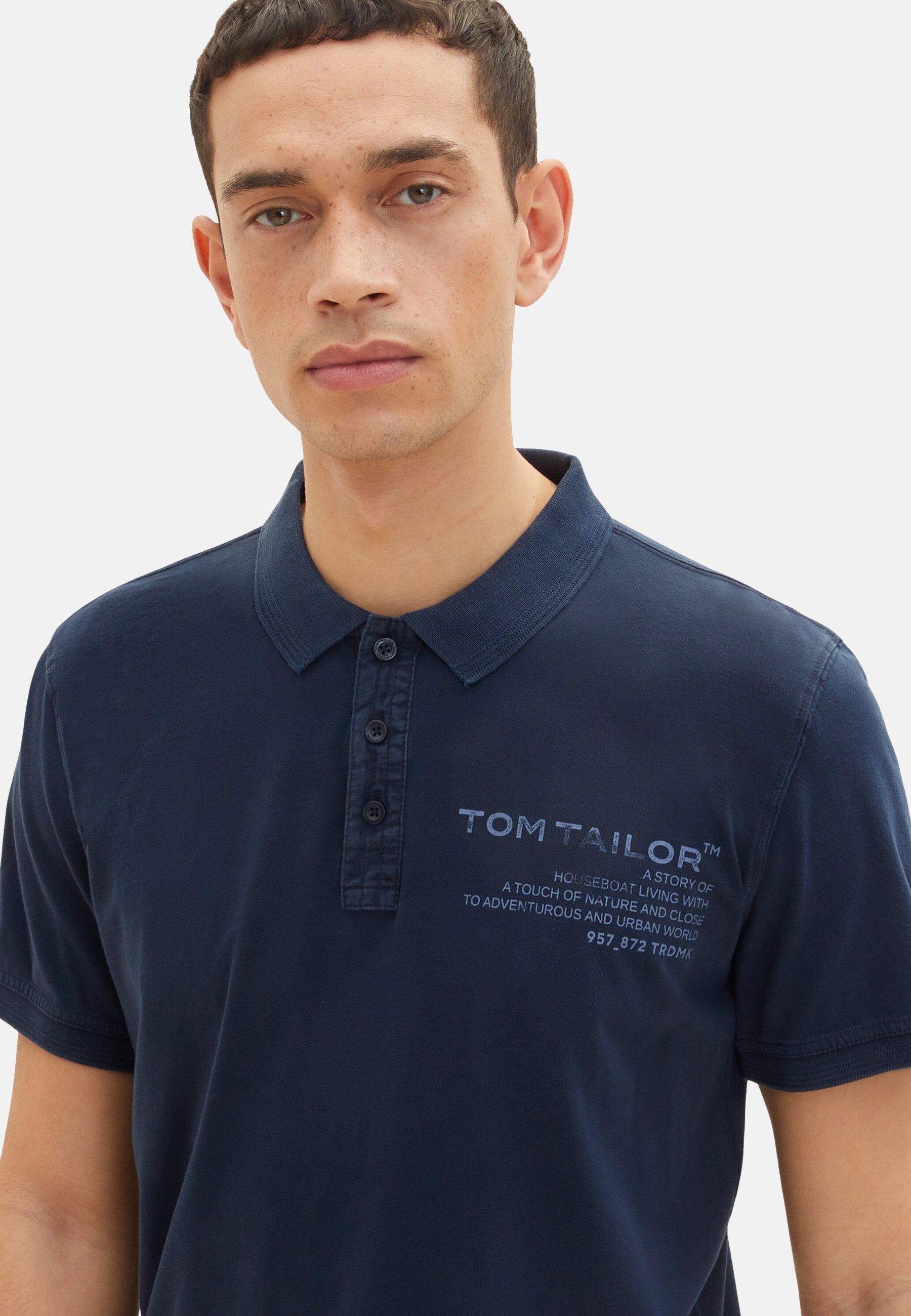 Poloshirt mit TAILOR und Poloshirt dunkelblau TOM Kurzarmshirt Polokragen (1-tlg)