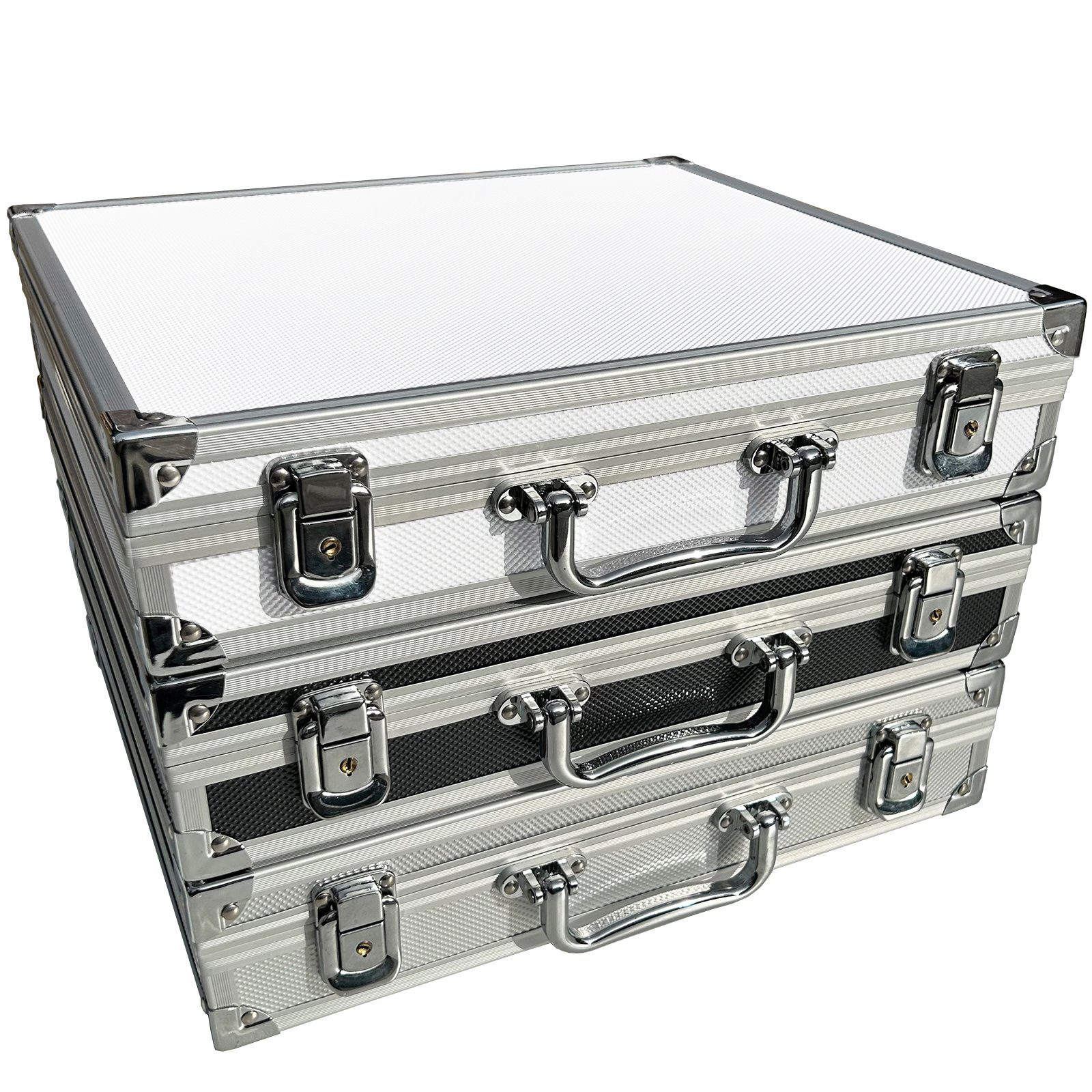 ECI Tools Werkzeugkoffer ECI Alu-Koffer Leer mit Aluminium Leisten Koffer Box Innenmaß 34 x 30 Weiß