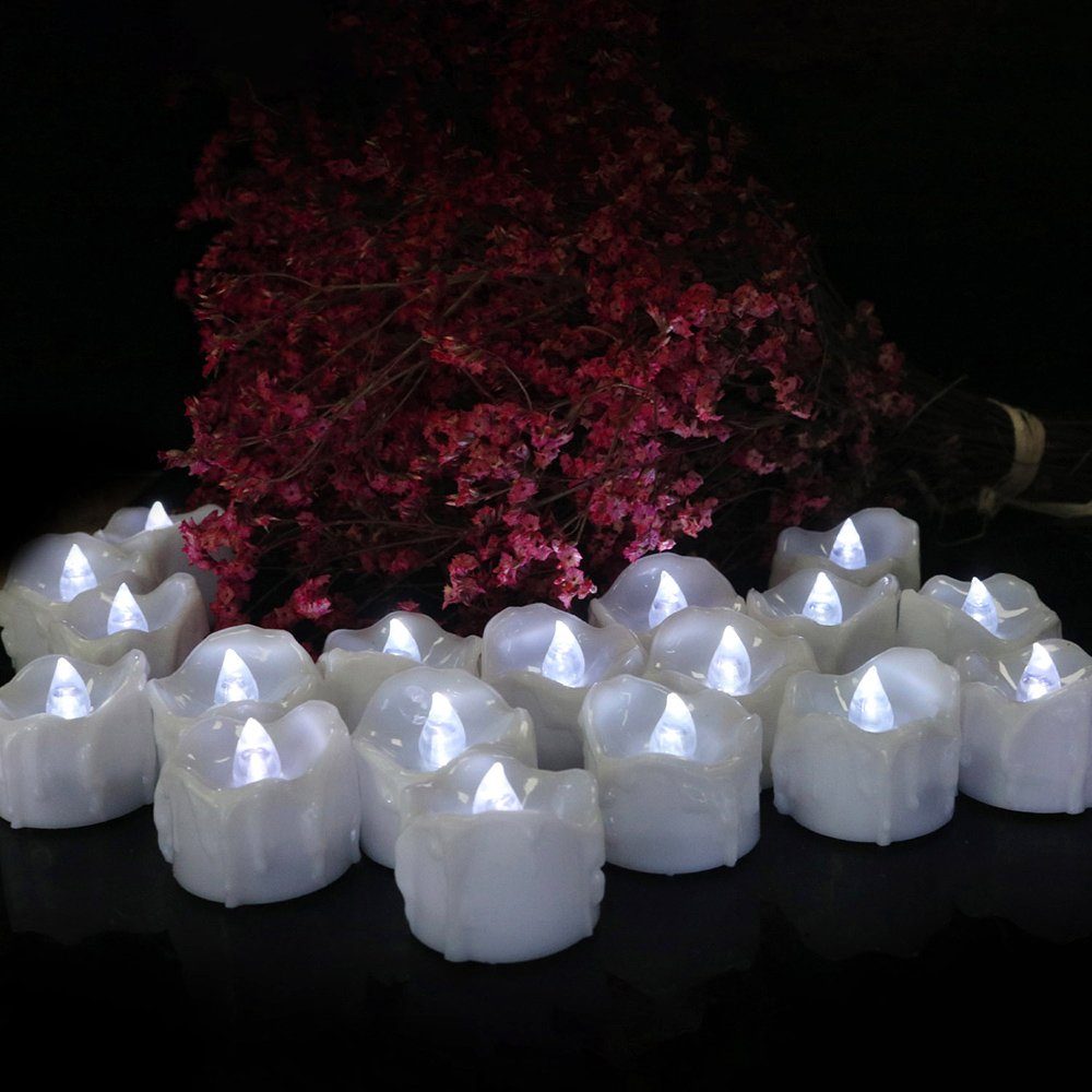 Flackern, Dekolicht LED 12Pack Weiß, Sunicol Teelichter, Flameless Halloween Hochzeit Warmweiß, Power, Weihnachten Batterien Batterien Flackernd, LED für Gelb, Power,