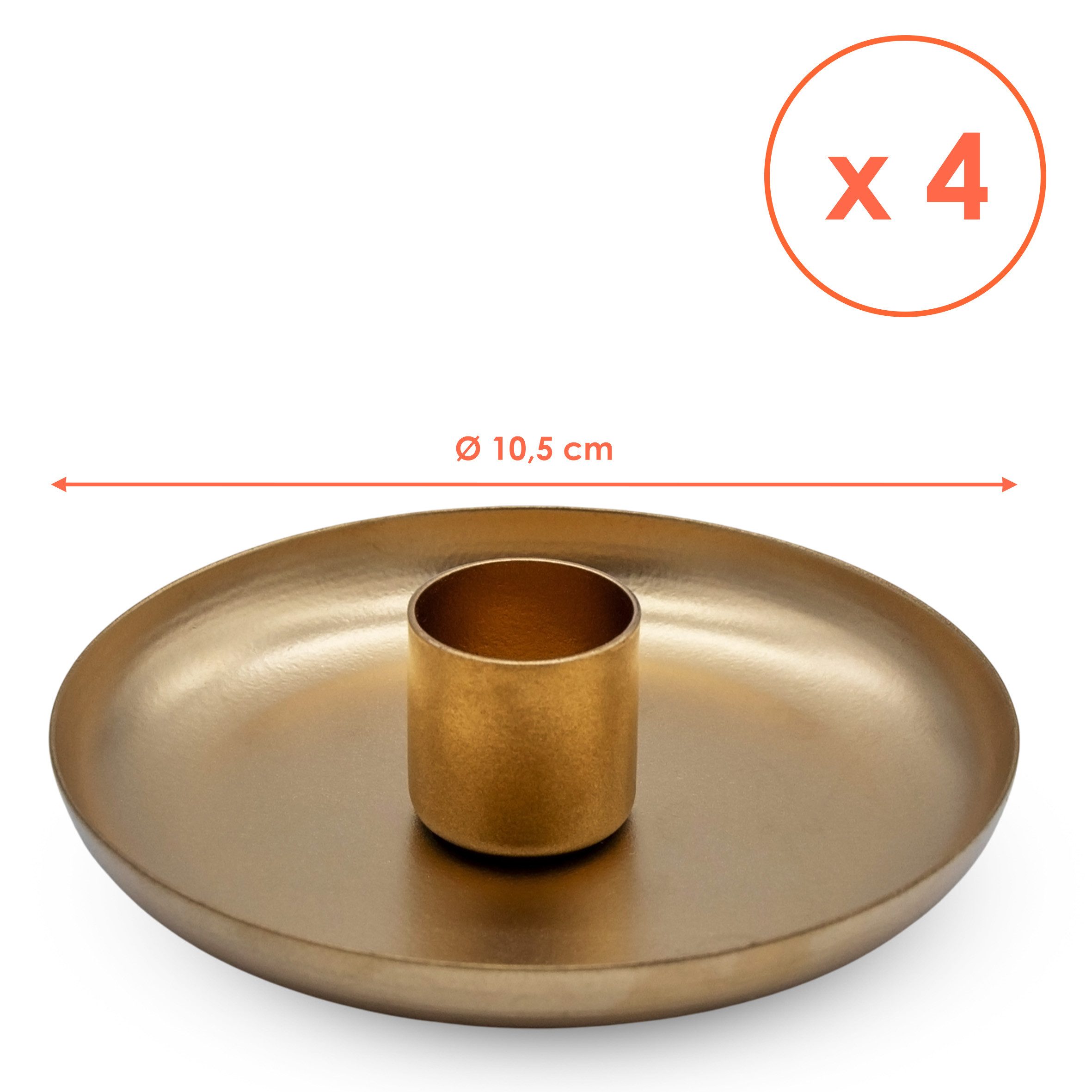 Spetebo Kerzenhalter Metall Kerzenschale gold 4er Set (Pack., 1 St., 1), Kerzenschälchen mit Stabkerzenhalter
