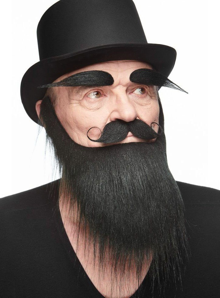 Metamorph Kostüm Rauschebart Bart-Set, Hochwertiger, selbstklebender Kunstbart aus Handarbeit