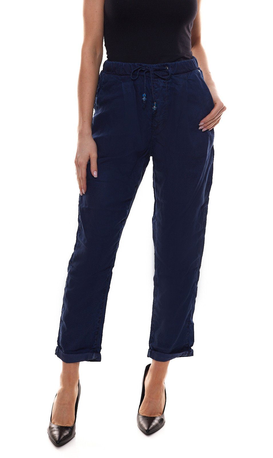 Jeans Sommer-Hose Blau Stoffhose Blue Damen Stoff-Hose Jeans bequeme Pepe Donna Pepe im Jeans-Stil Business-Hose