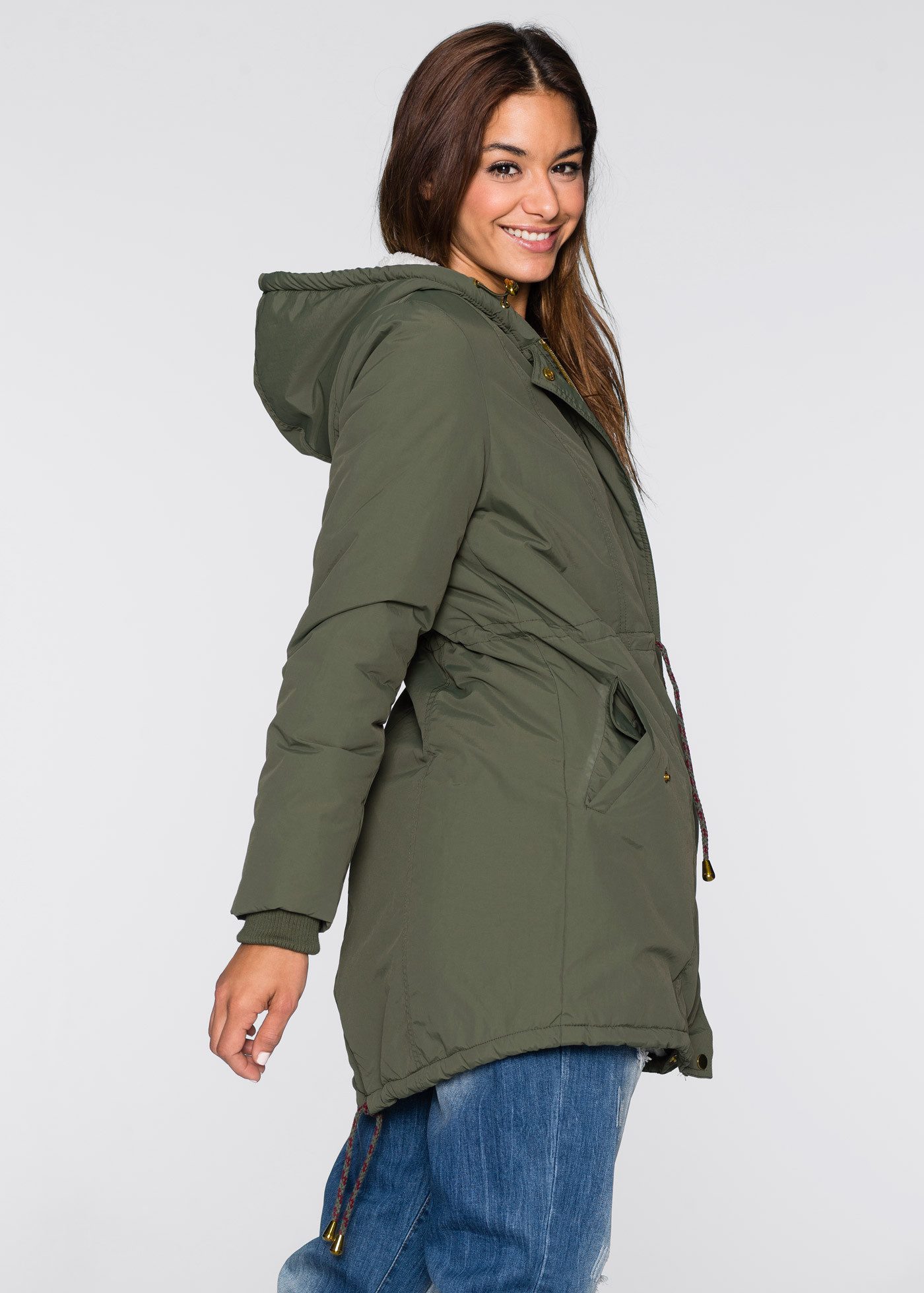 bonprix Parka Winterjacke als Parka mit Teddy-Fleece und Kapuze günstig online kaufen