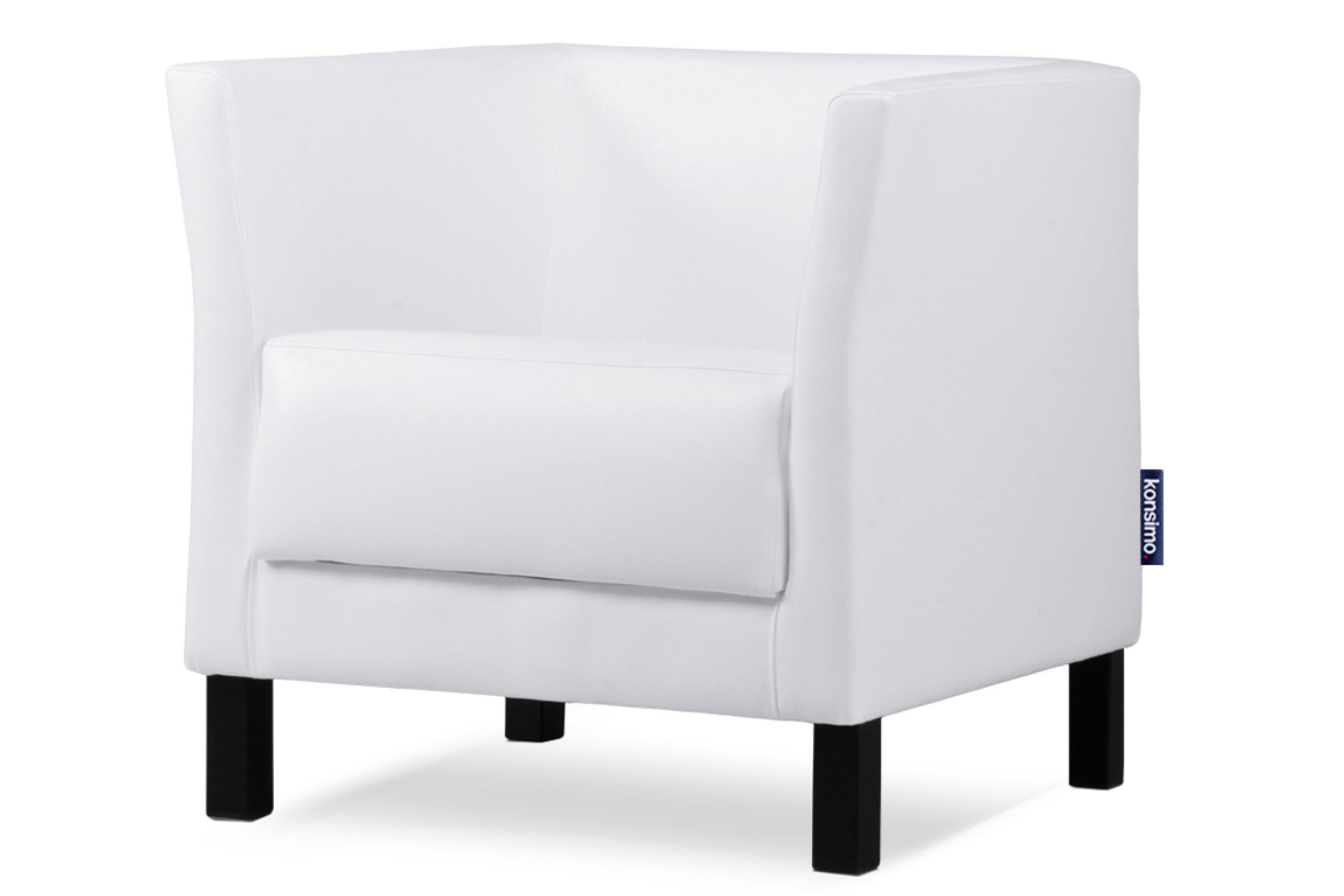 Konsimo Sessel ESPECTO Sessel, hohe Massivholzbeine, weiche Sitzfläche und hohe Rückenlehne, Kunstleder weiß | weiß | weiß