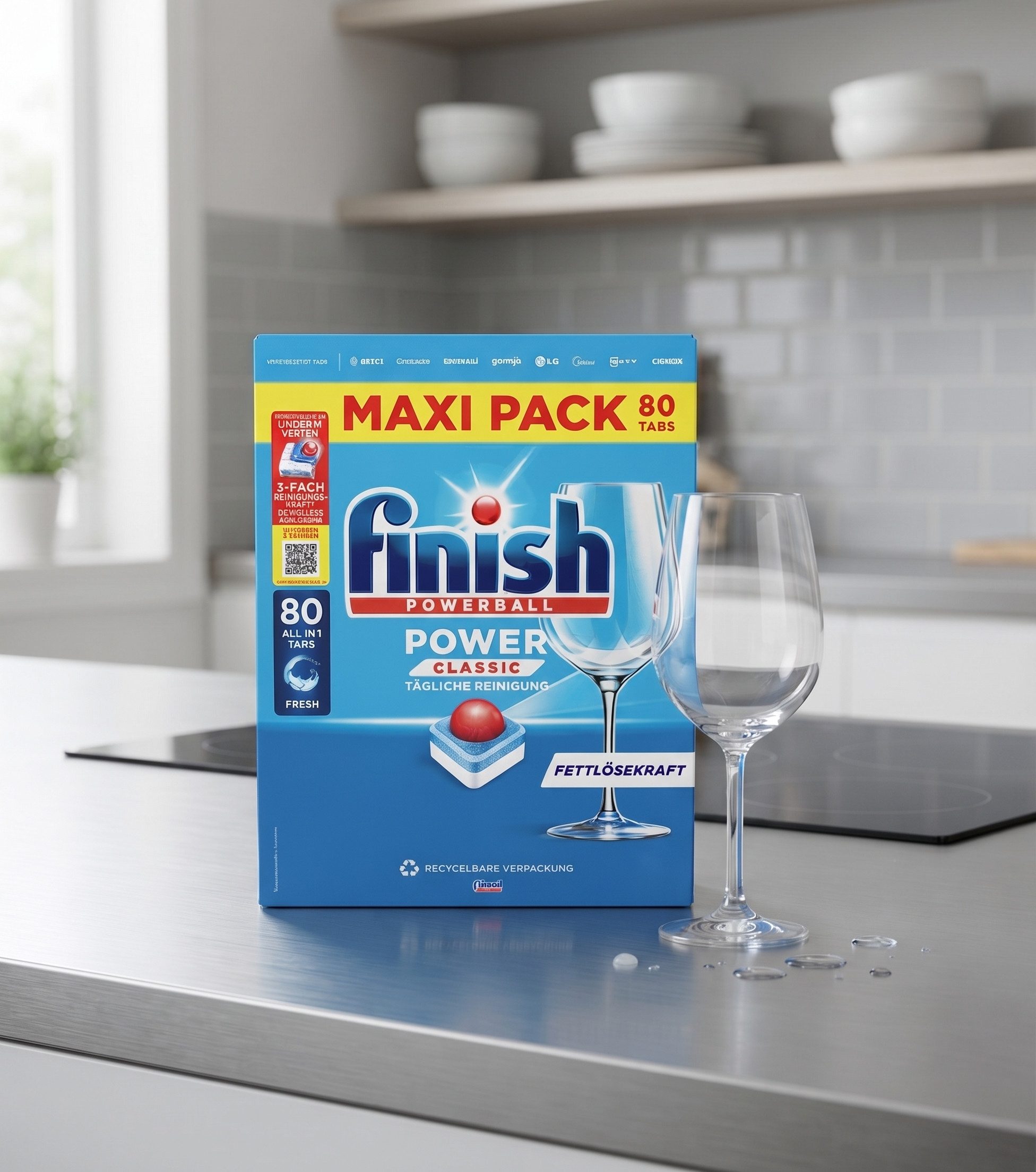 FINISH Finish Power All in 1 Classic Tabs, Powerball-Technologie – 80 Tabs Spülmaschinenreiniger